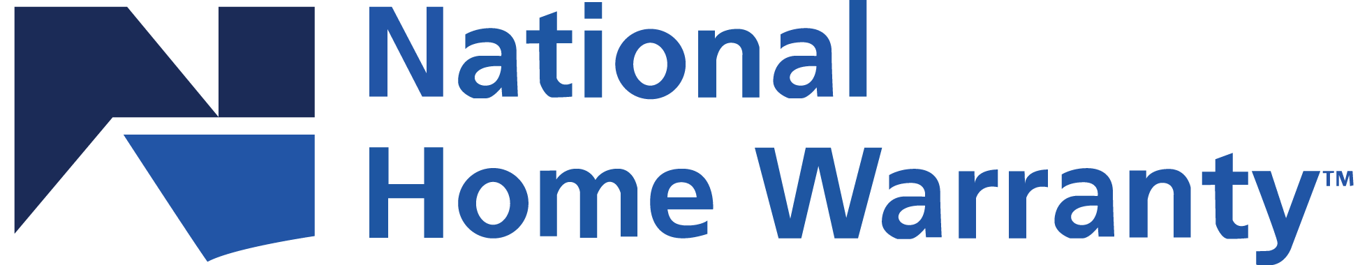 Logo of National Home Warranty with blue geometric shapes and text.