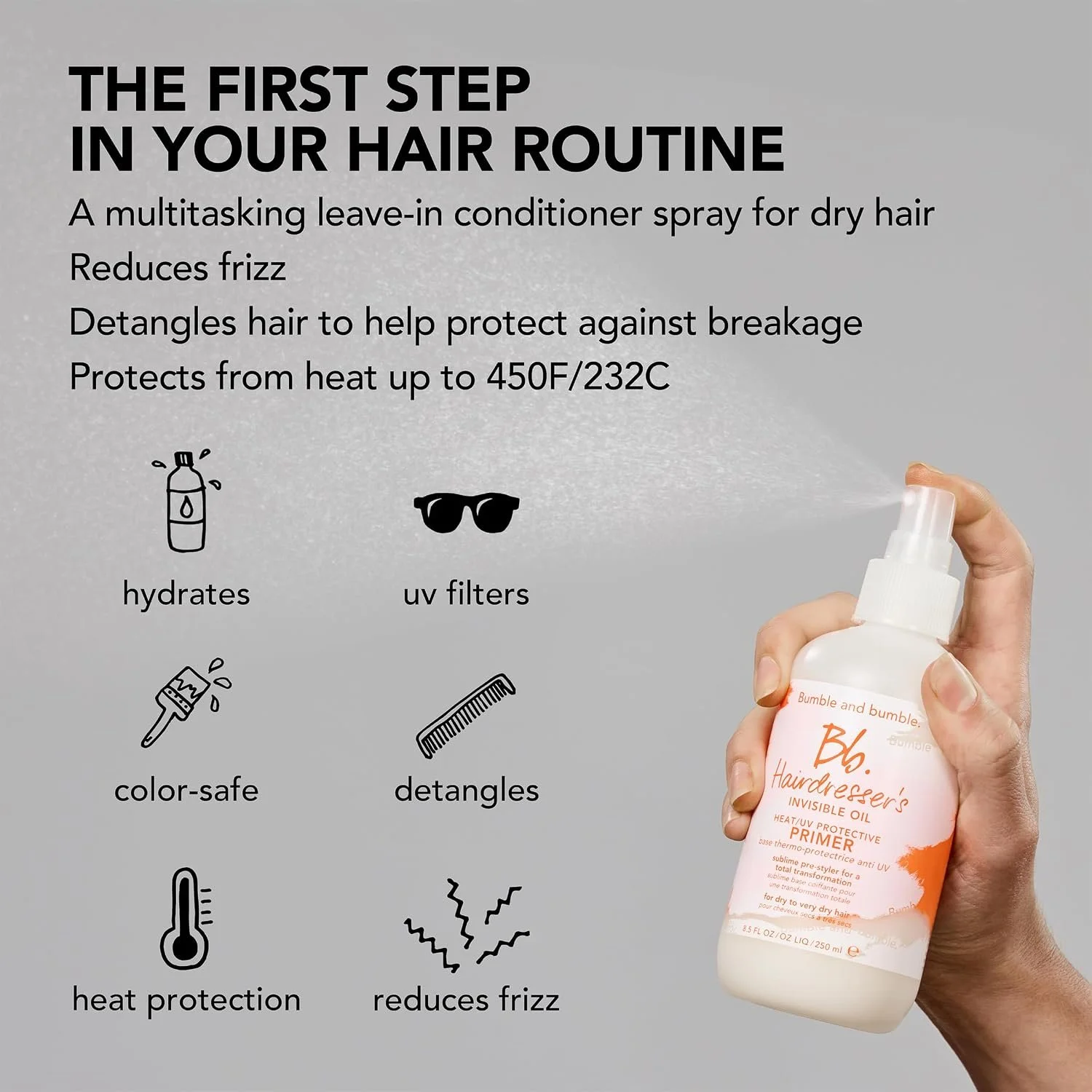 Bumble and bumble Hairdresser's Invisible Oil Heat/UV Protective Primer for heat protection, hydration and frizz control