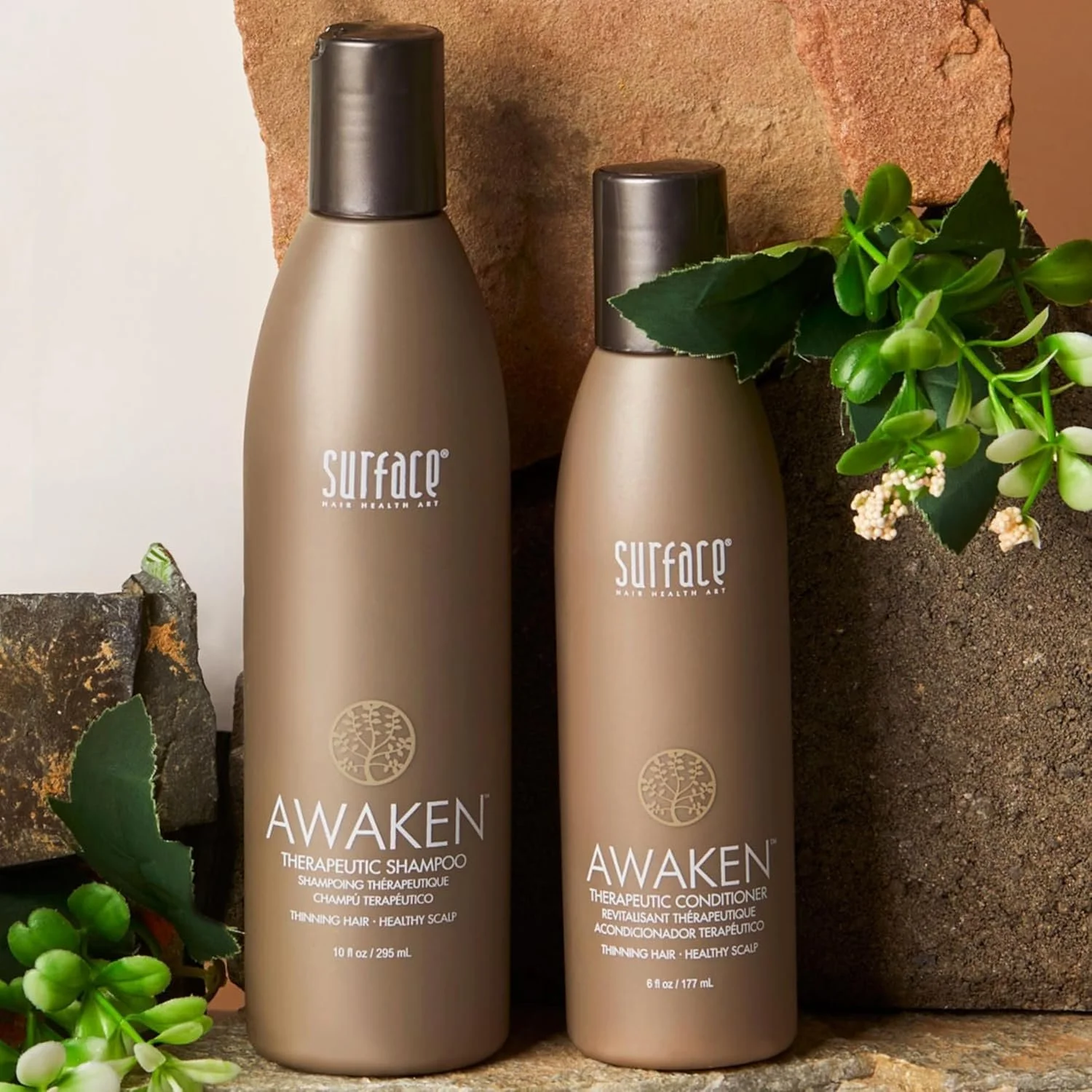 Surface Awaken Therapeutic Shampoo and Conditioner for scalp care, thinning hair and supporting stronger, fuller-looking hair