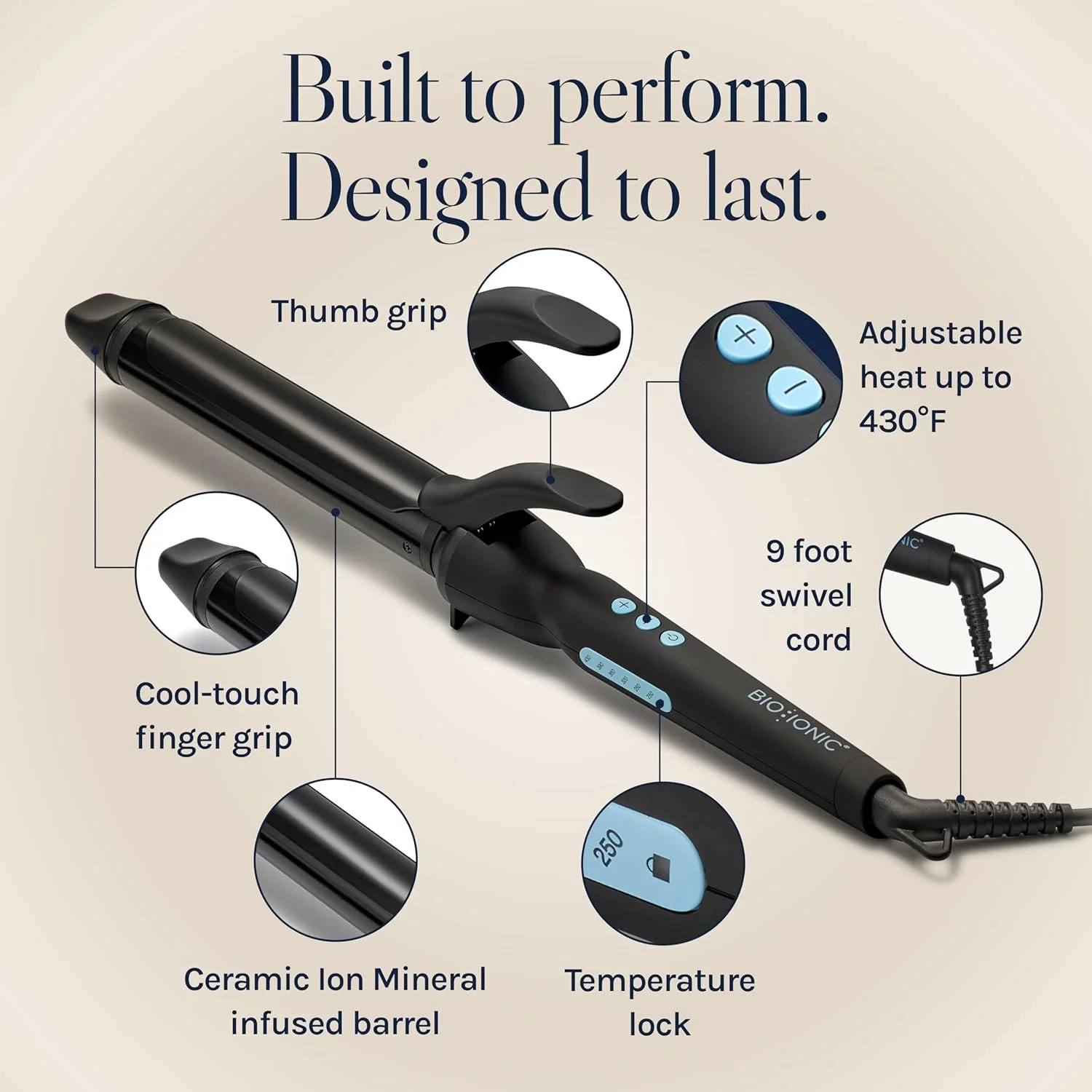 Bio Ionic Long Barrel Curling Iron for creating long-lasting curls and soft waves on longer hair