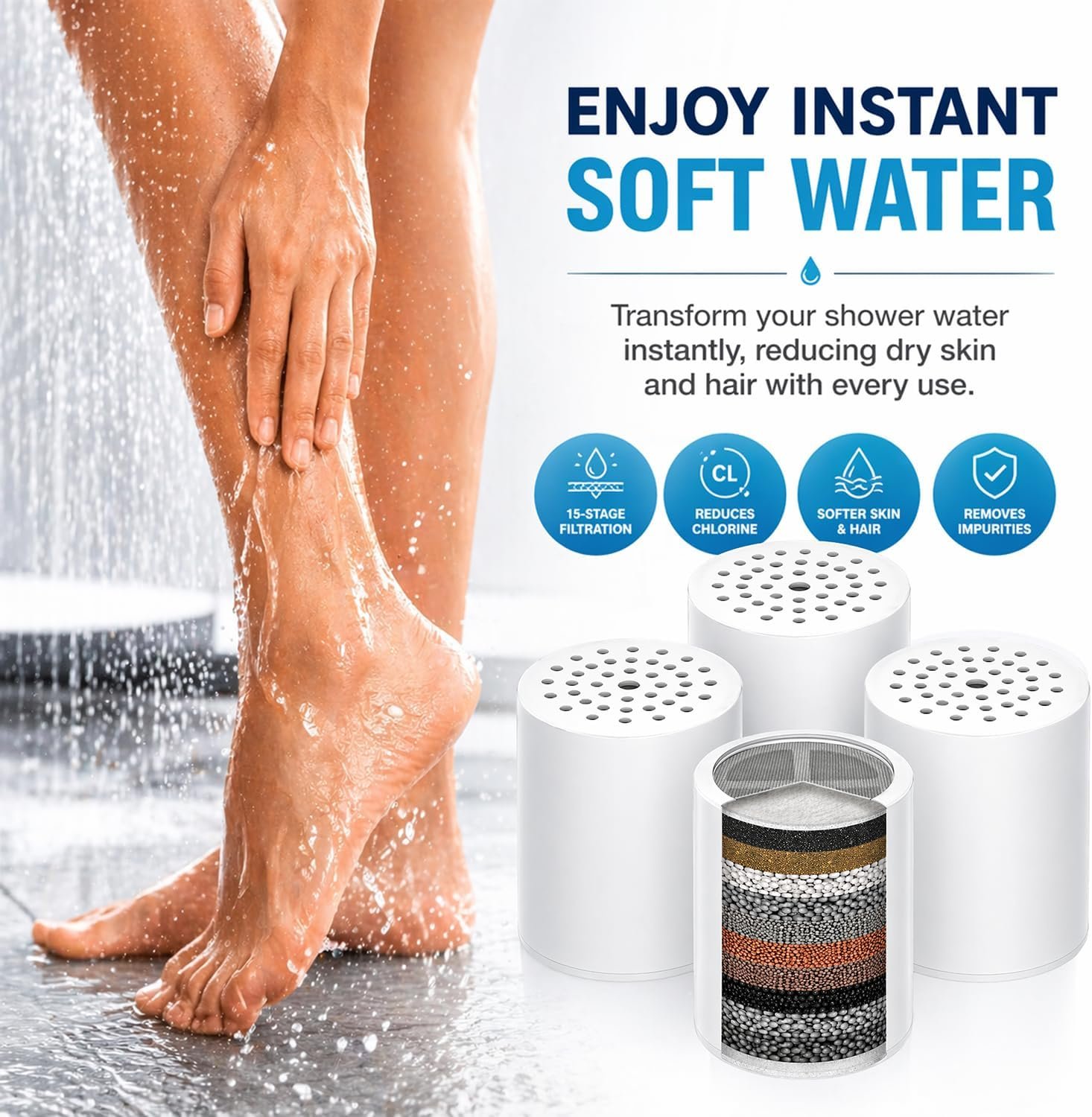 AquaBliss replacement shower filters for maintaining filtered shower