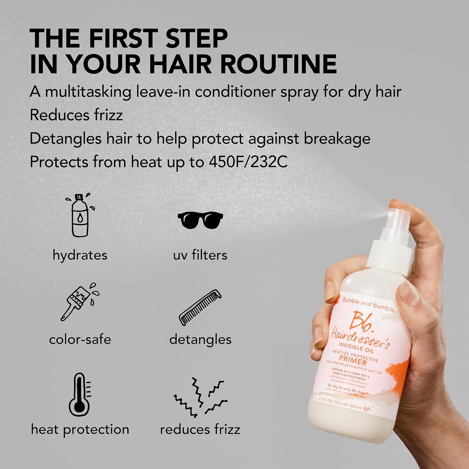Bumble and bumble Hairdresser's Invisible Oil Heat/UV Protective Primer for heat protection, hydration and frizz control