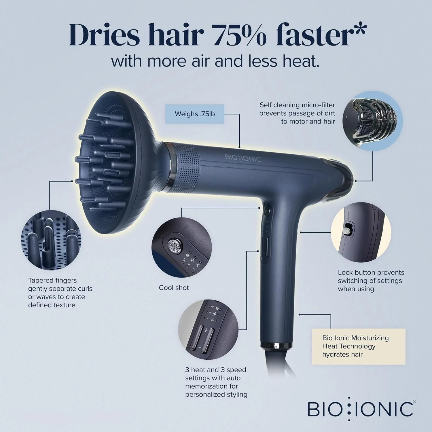 Bio Ionic SMART-X professional hair dryer for fast drying and smooth salon-style blowouts