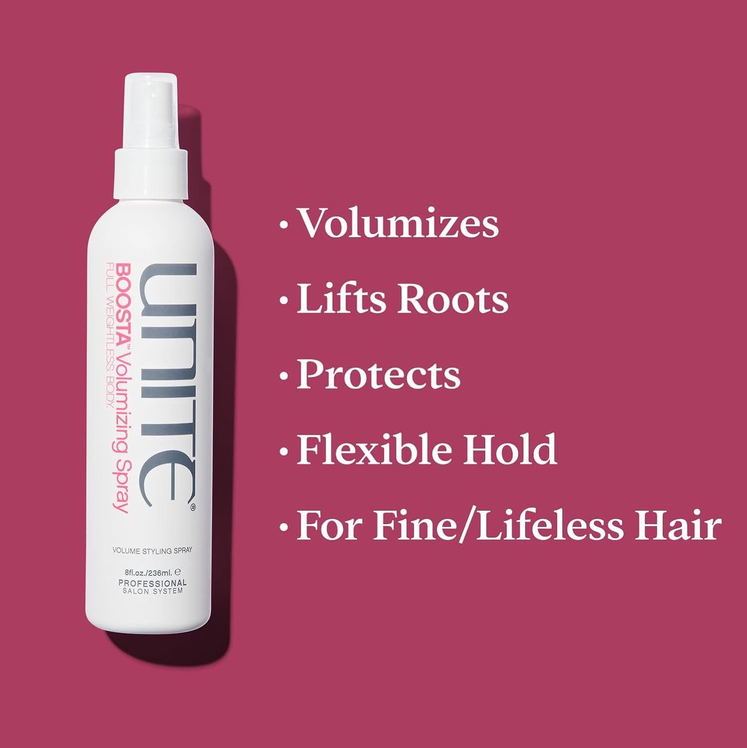 UNITE Boosta Volumizing Spray for lightweight volume and body during an at-home blowout