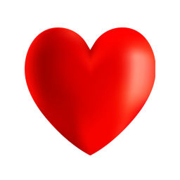 A red heart with a shiny, three-dimensional appearance.