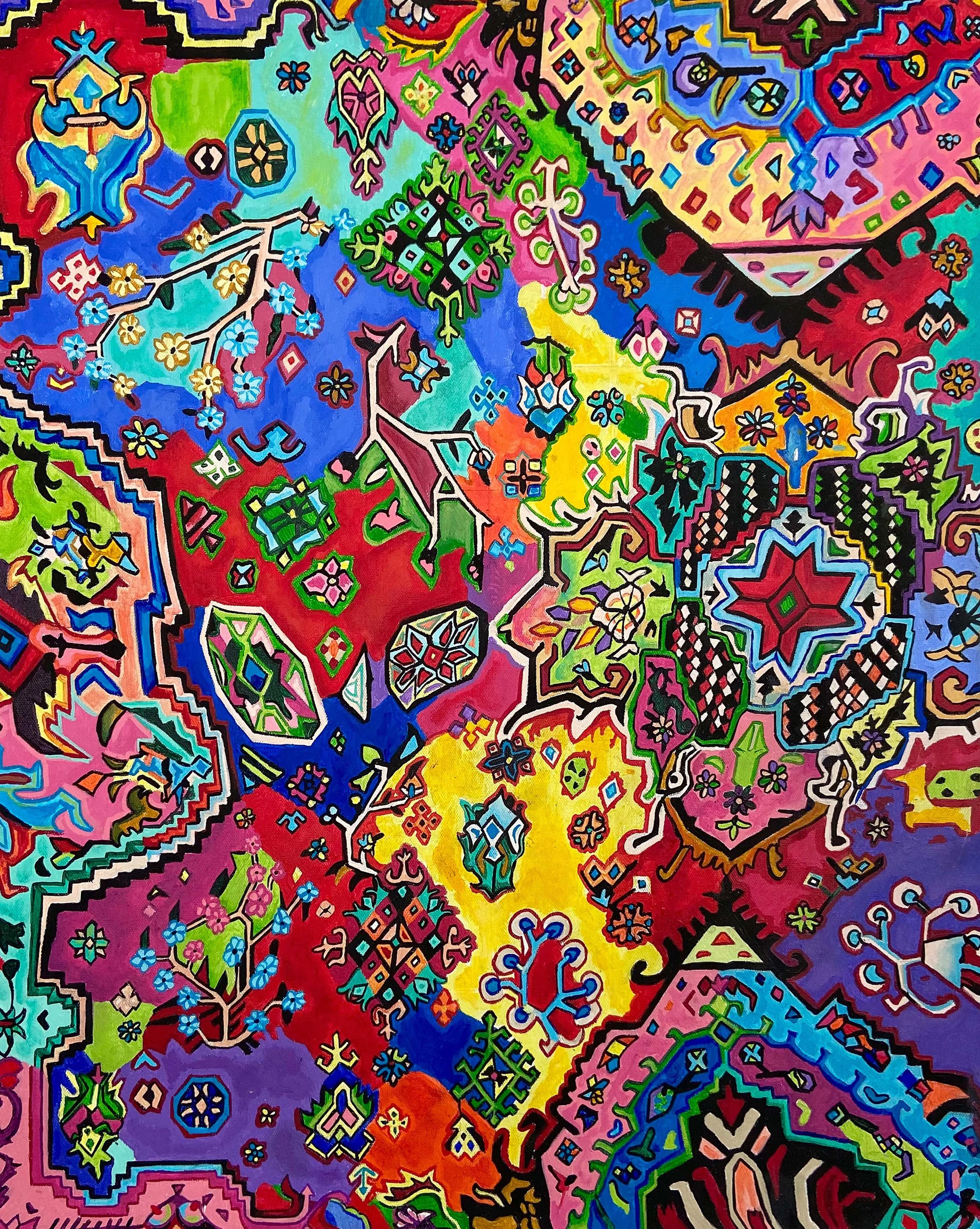 the dimtification of seife. 24x30. acrylic on canvas. 2022. sold.