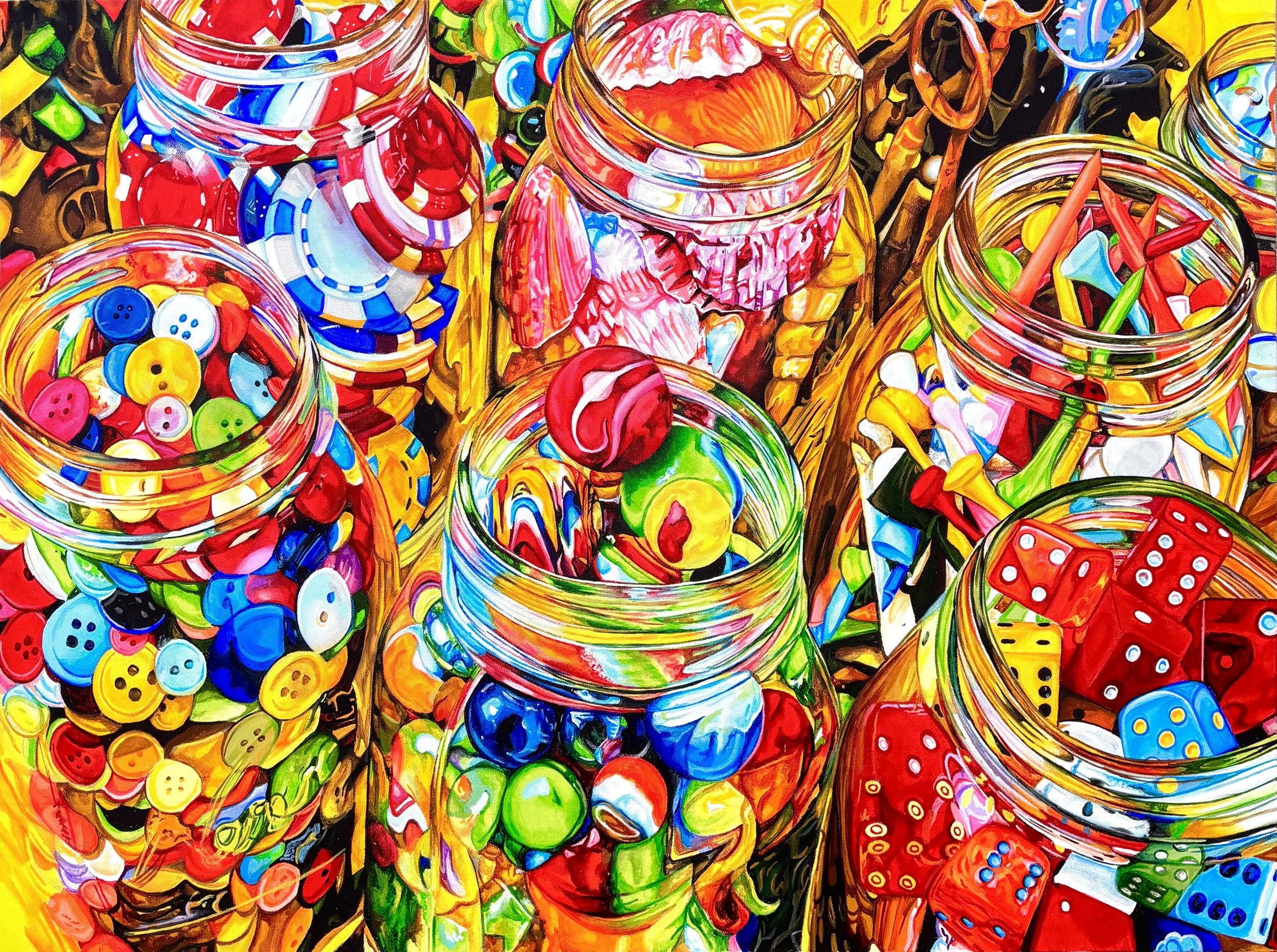 just jars. 36x48. acrylic on canvas. 2024.