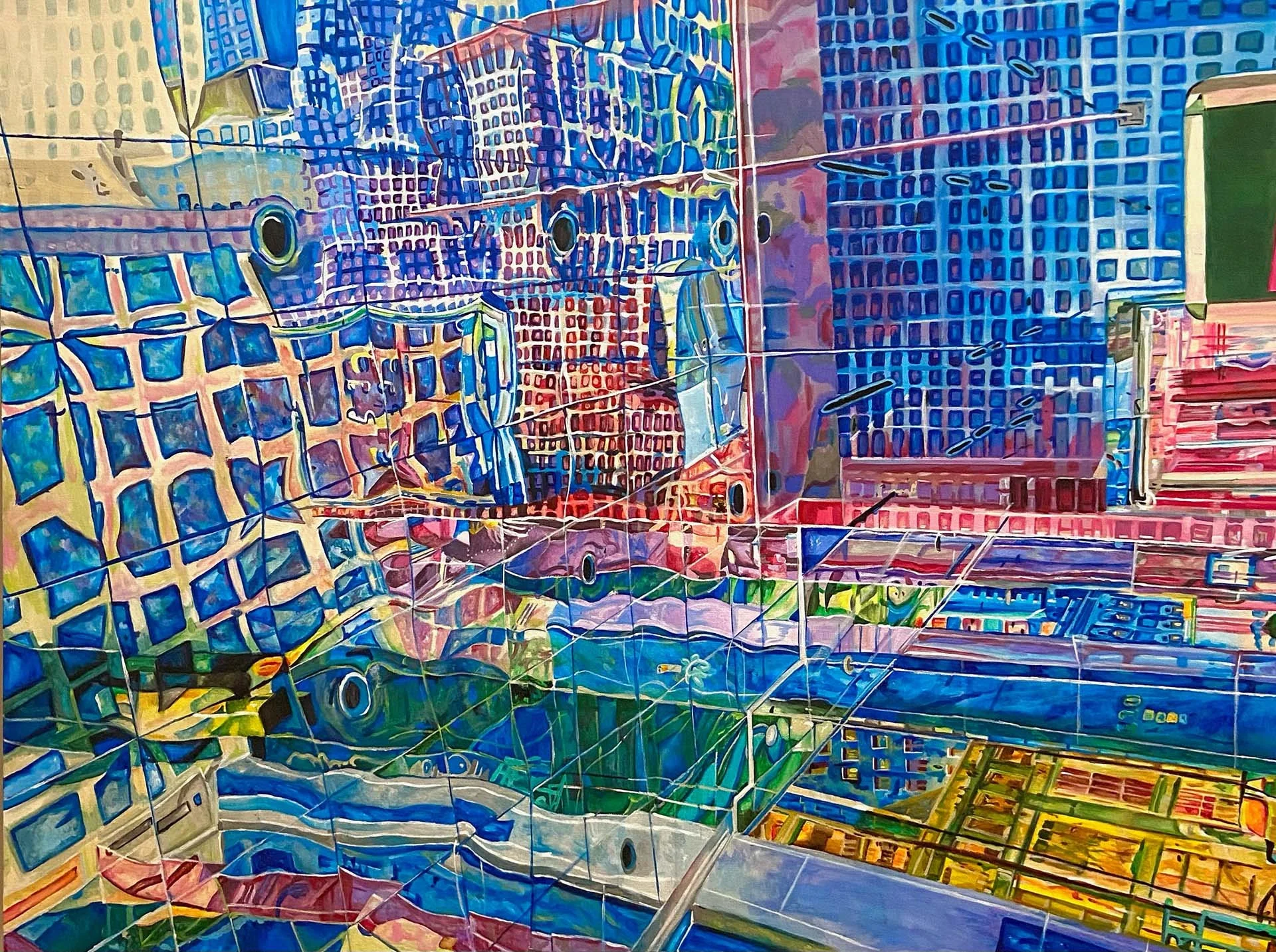 dystopian finance. 36x48. acrylic on canvas. 2020. sold.