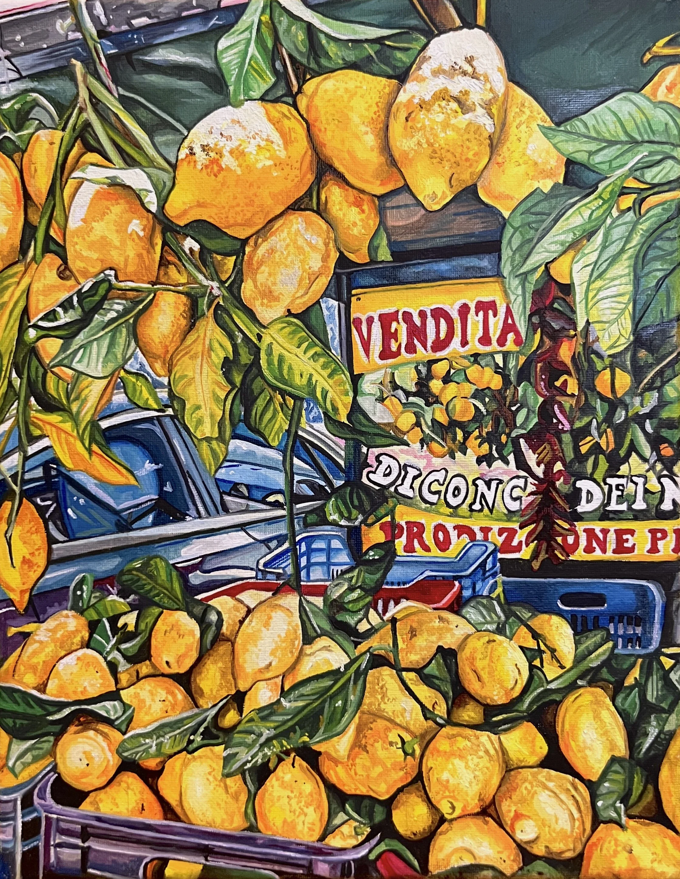 limoni in pomeriggio. 12x20. oil on canvas. 2023. sold.