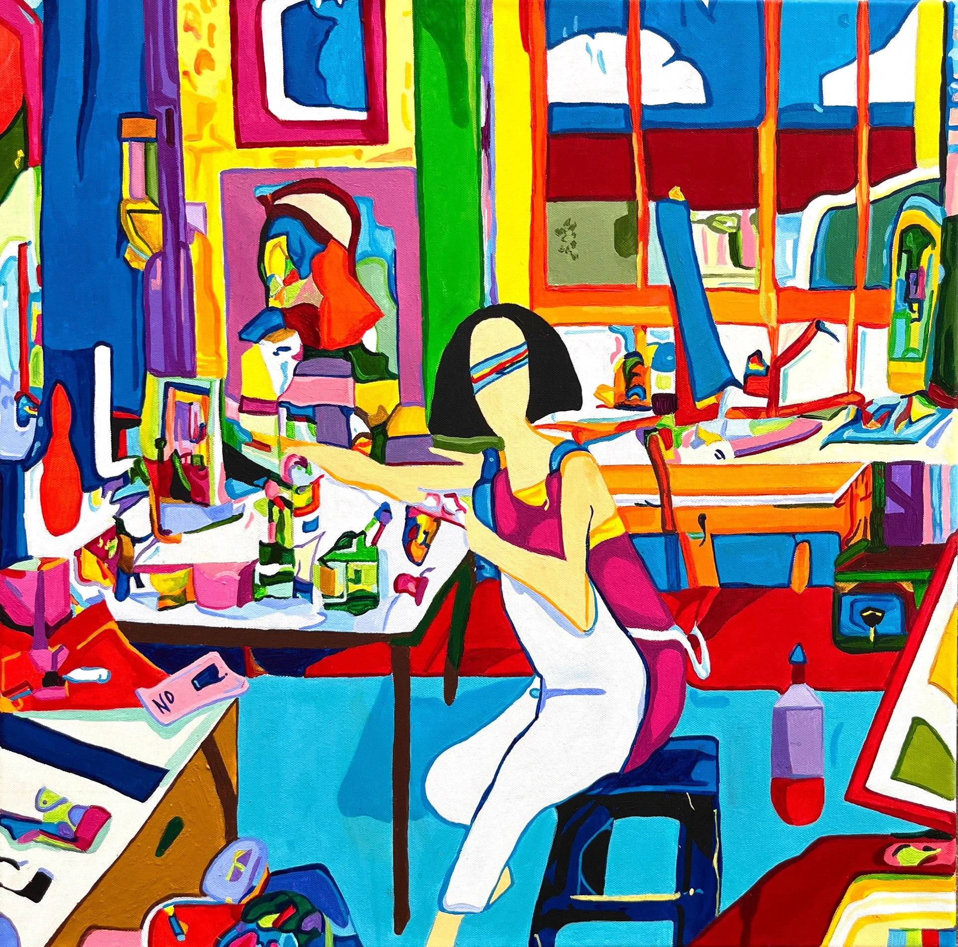 the designer. 24x24. acrylic on canvas. 2023.