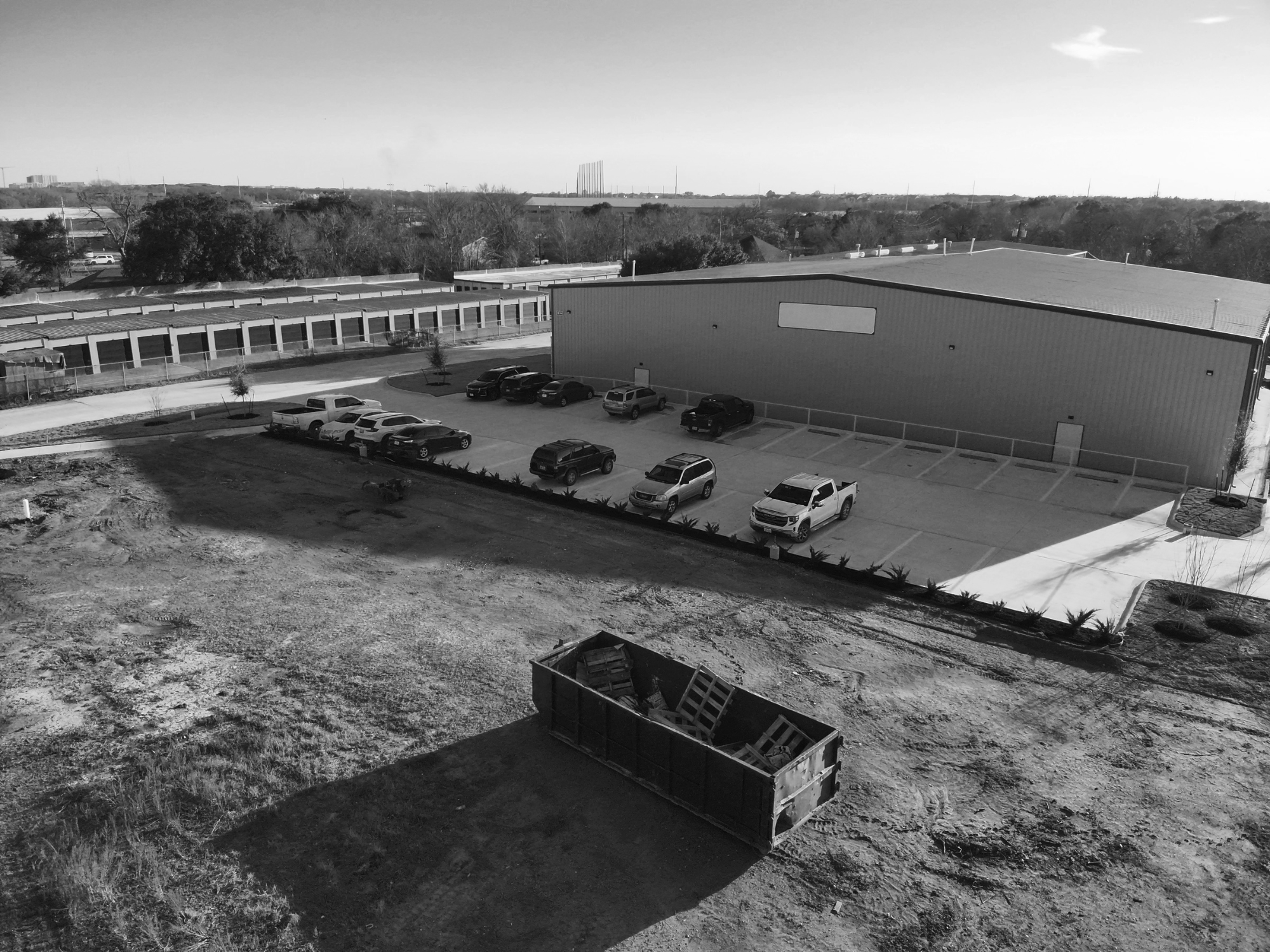 Commercial development site showing completed site work and build-ready infrastructure