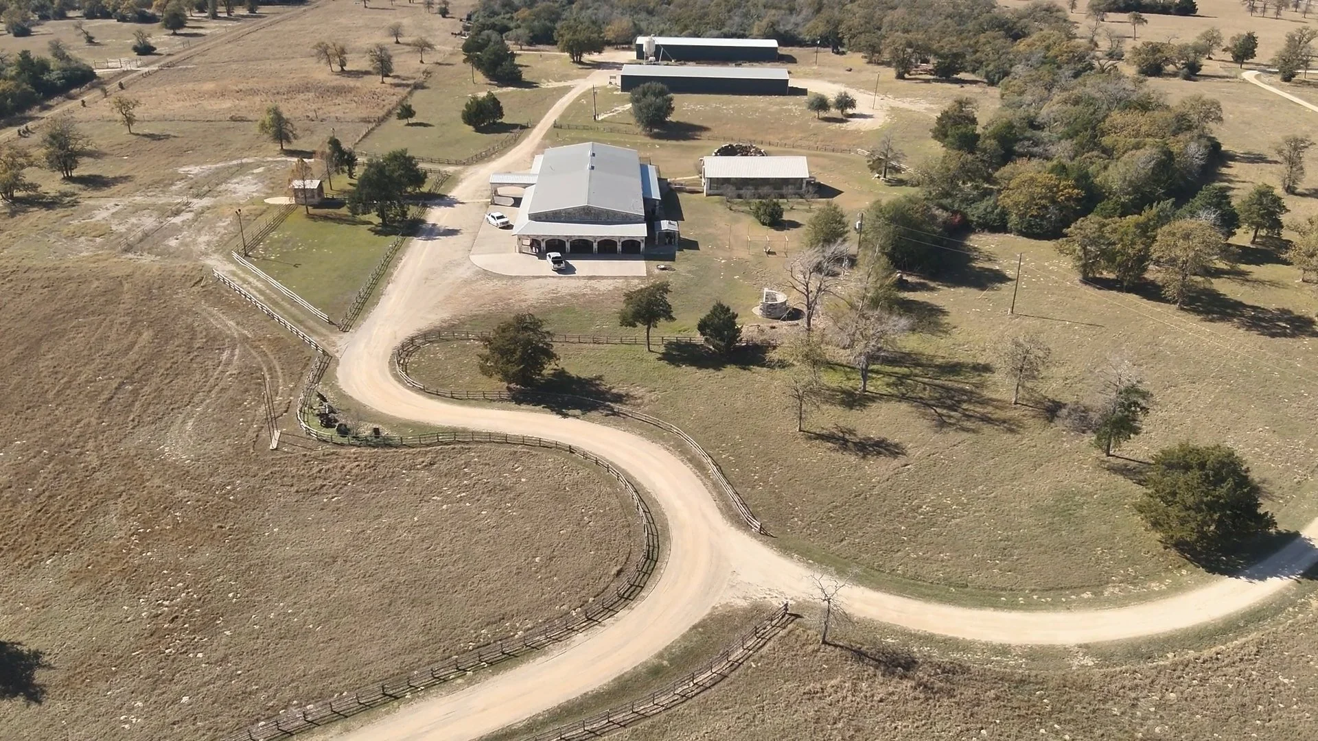 Rural Ranch Roads & Buildings in Franklin TX