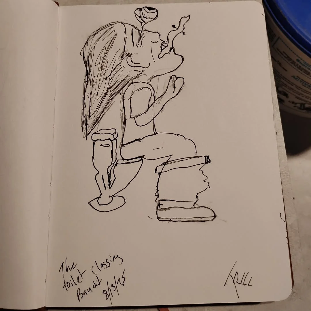 When you go to use a public bathroom and someone has effed it up - 'The toilet clogging bandit' #sketchdaily #sketching #arttherapy