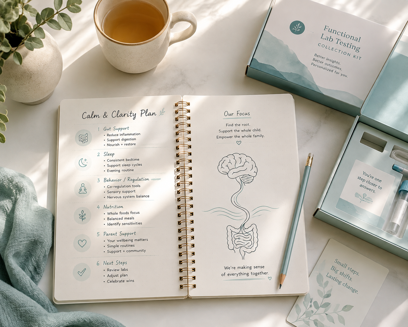 Calm & Clarity plan for getting to the root cause of gut, sleep, and behavior issues in children with special needs.
