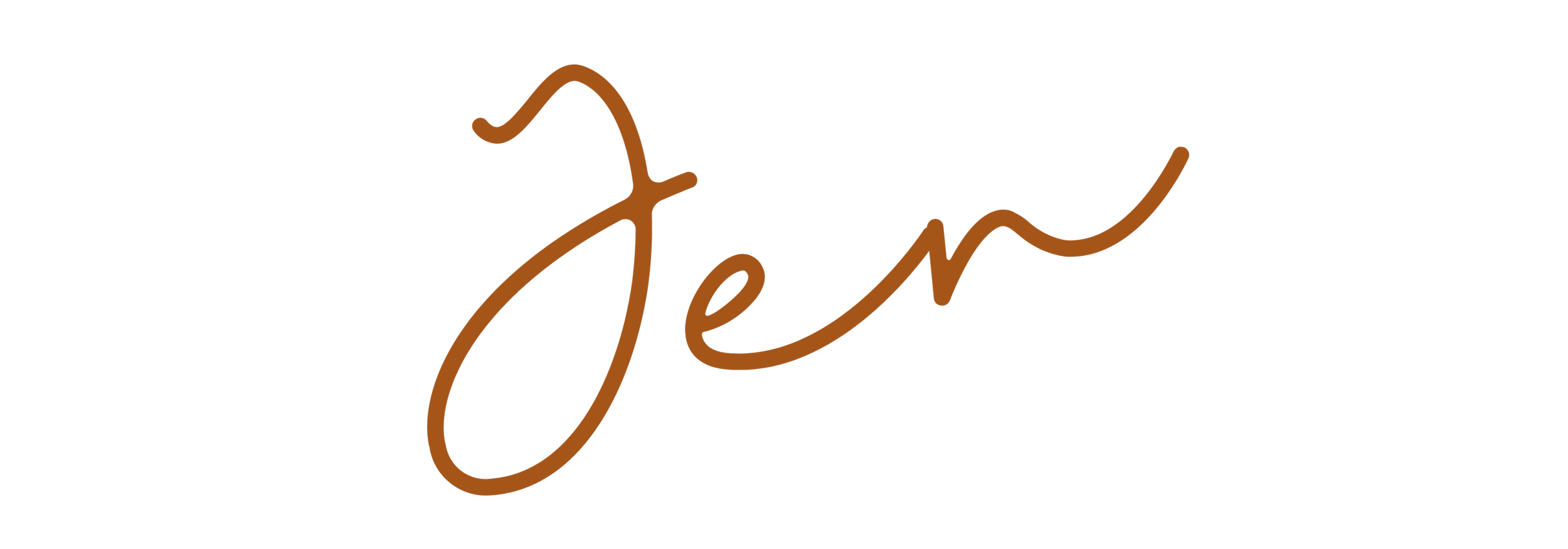 The name 'Jen' written in cursive, a casual signature to show warmth and personality