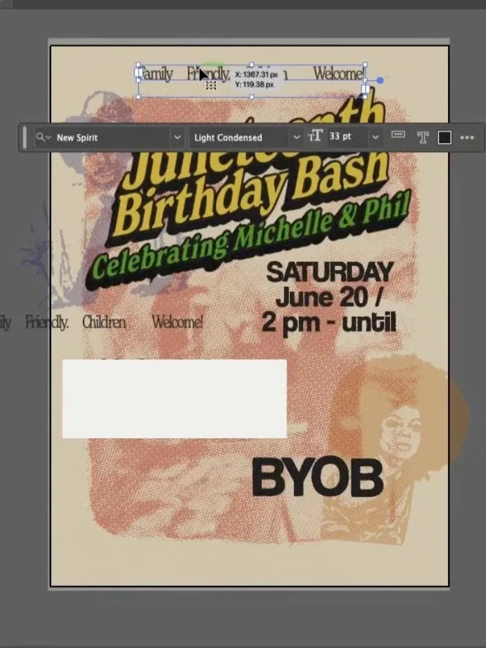 just delivered this custom birthday invitation 🤎 

we were going for a retro magazine vibe that felt like summertime cookouts at your grandma&rsquo;s house and i think we nailed it 🔒 

#graphicdesignstudio #orlandomarketing #orlandosmallbusiness #w