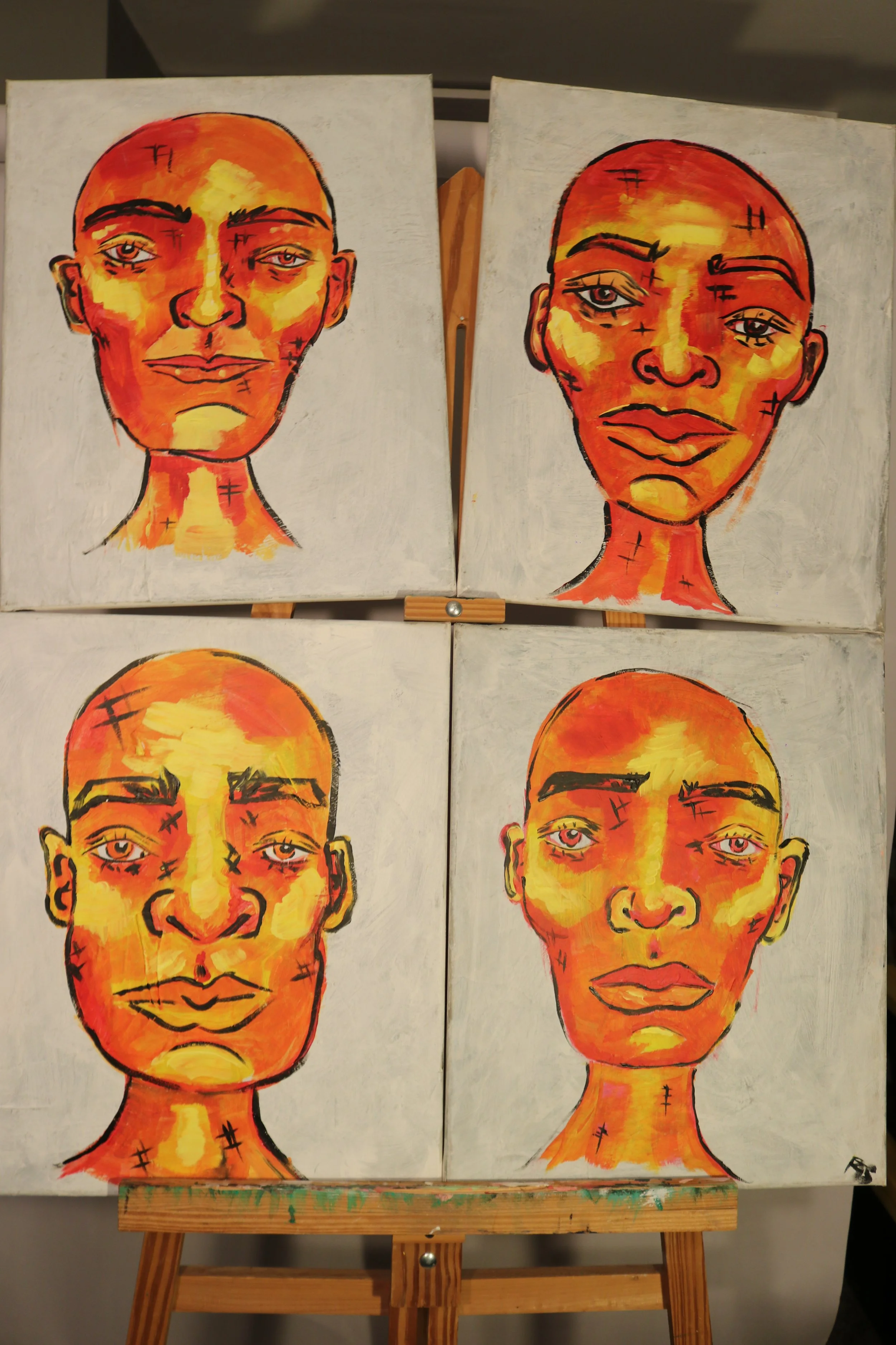 Long Face Army-Acrylic, 4 Canvas-2022