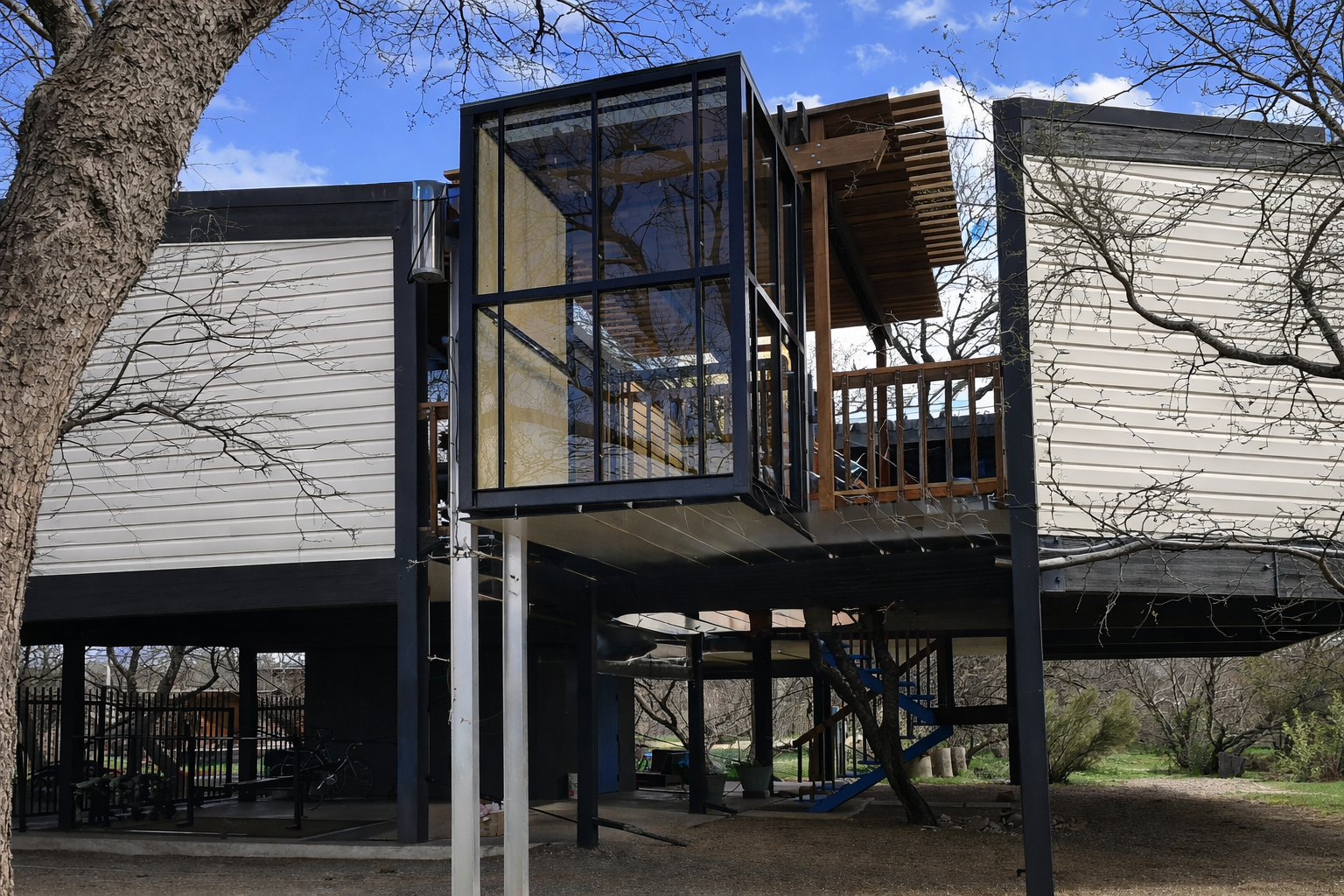 Pro Series cargo lift for elevated deck access on residential home.