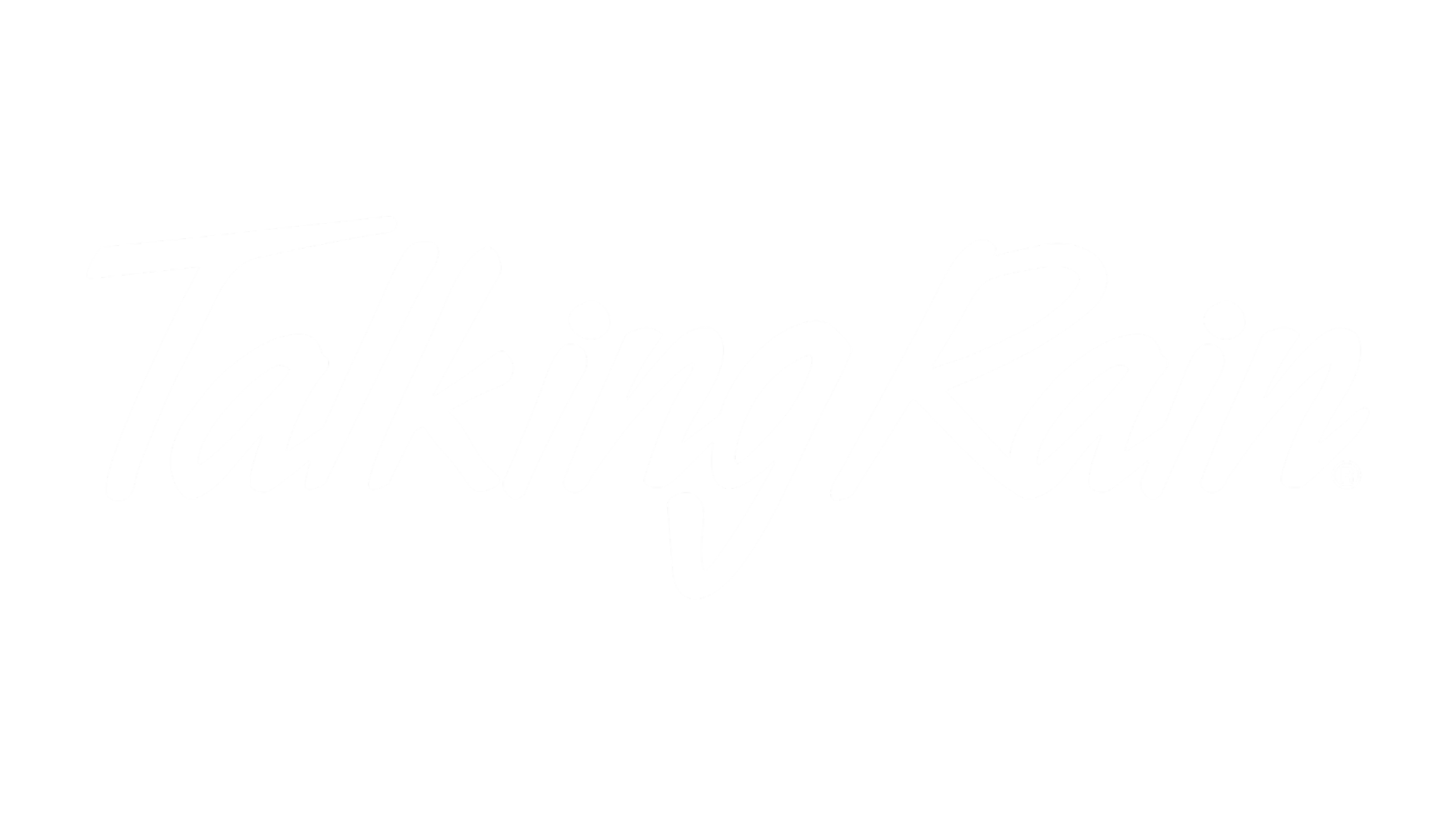 Logo of Talking Rain, a beverage company, with white cursive text on a black background.