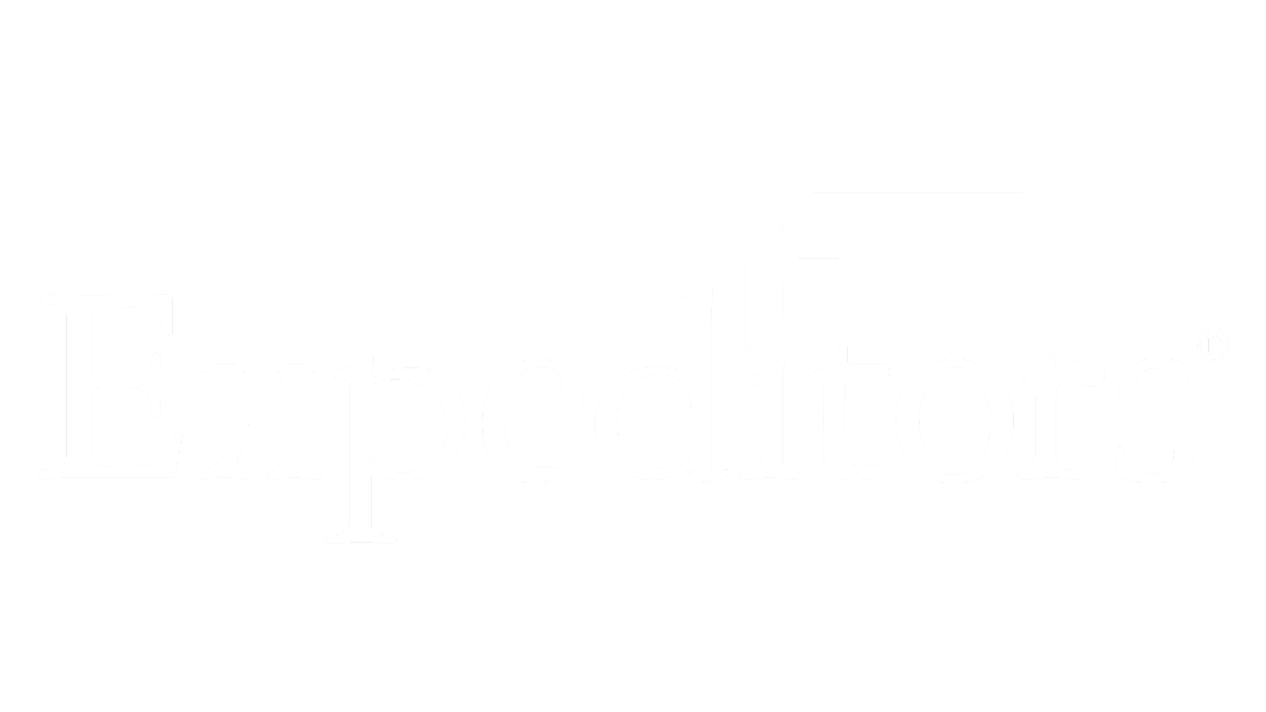 Logo of Expeditors in black and white with a stylized paper airplane above the company name.