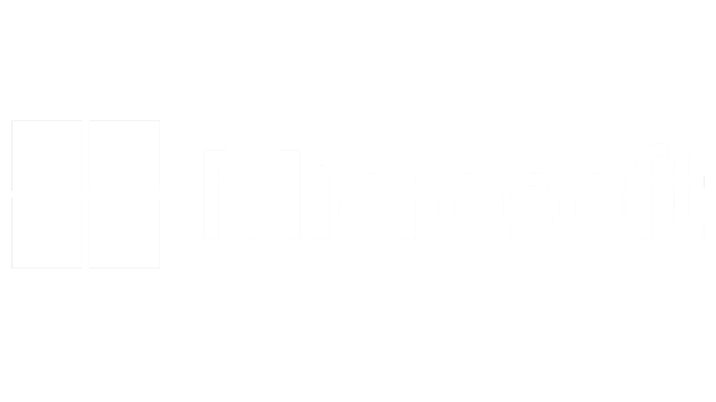 Microsoft logo with white windows icon on black background and the word 'Microsoft' in white text.