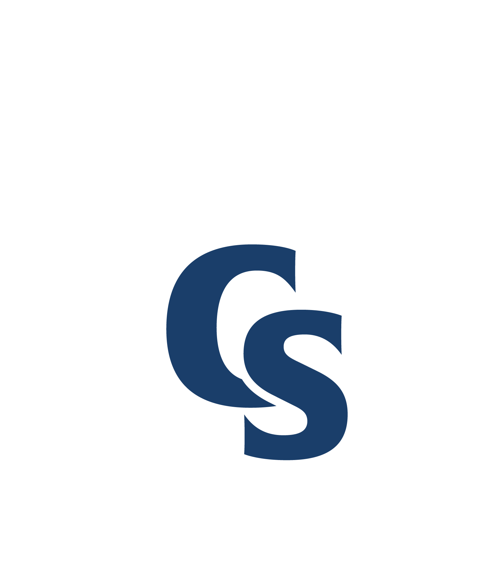 Black and white outline of the state of South Carolina with a plant and a crescent moon, and the letters C and S overlaying the state.
