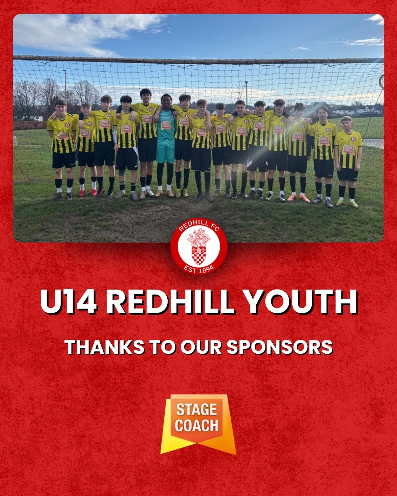 📣 Sponsor Shoutout 

Big thank you to @stagecoach_redhill for sponsoring our Redhill U14 Youth who are having a great season with a 100% win record in the league and cup games and are looking forward to their Tandridge Challenge Cup Semi Final next 