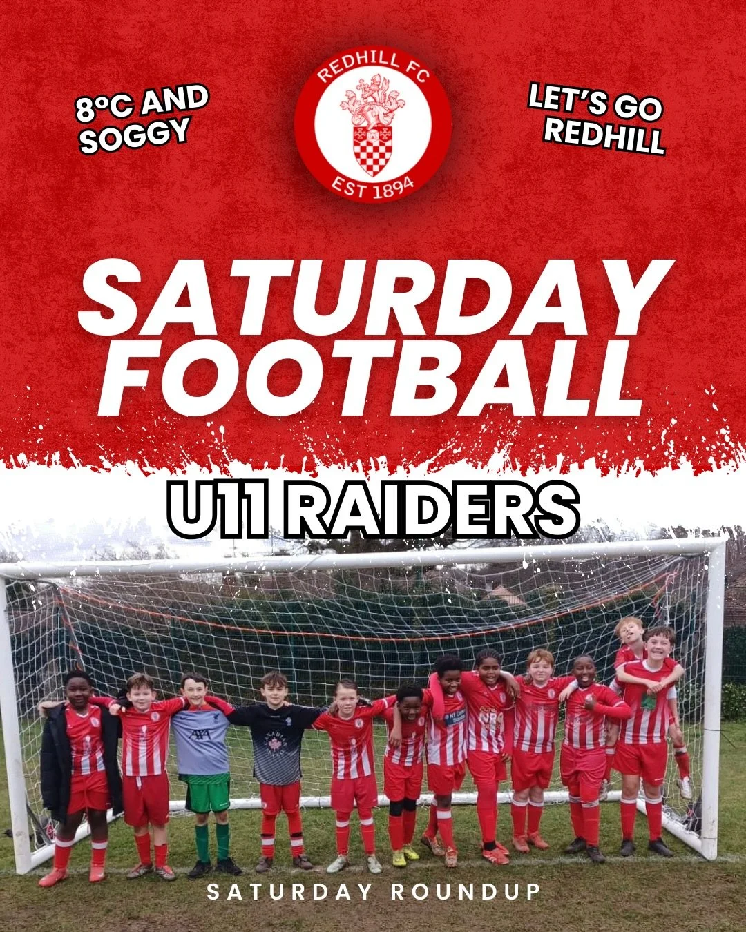Yesterday we managed to get a good number of games on for the Redhill Youth teams with some great performances reported both in the cup and the league. 

Here are some team photos and some action shots captured by coaches yesterday showing the U11 Ra