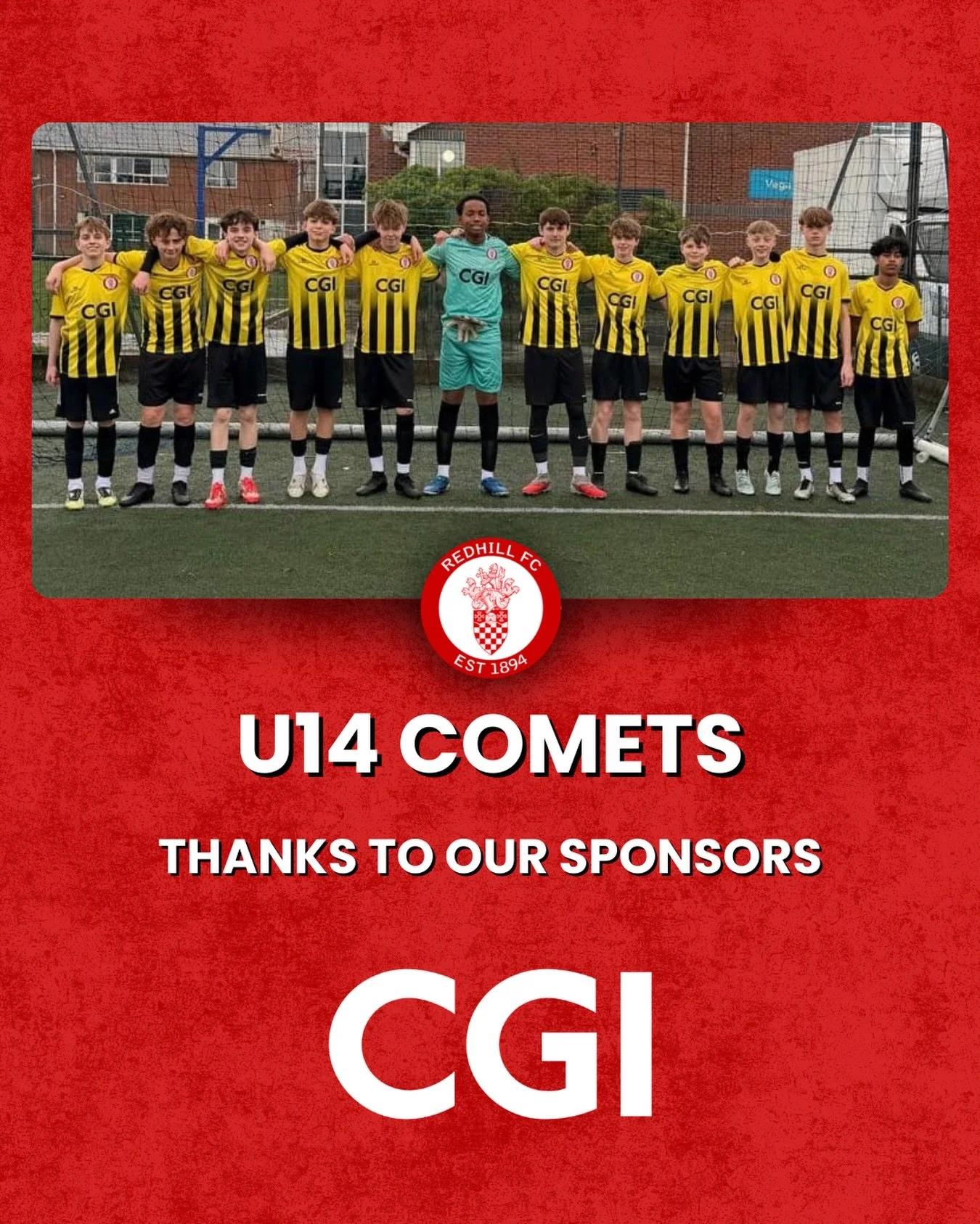 📣Sponsor shoutout 📣

Big thanks from the Redhill FC Youth U14 Comets to @cgi_uk for their support and sponsorship. 

The team is performing brilliantly and currently sits top of Division 1 in the Epsom and Ewell Youth League. 

We love to see it!