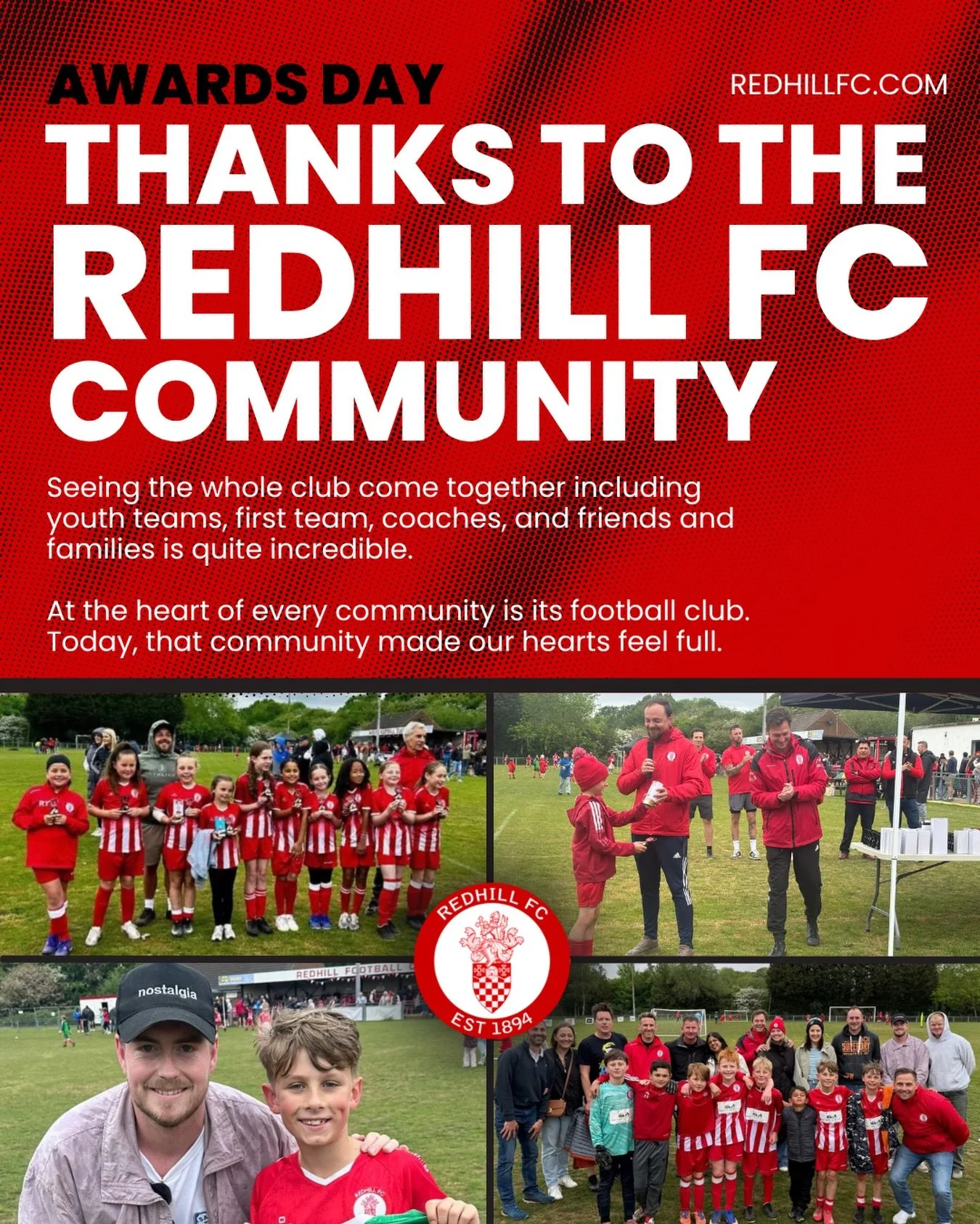 Yesterday was a good day. 🥰 

Thank you to everyone that came, that helped, and that makes Redhill FC a special community.

Our awards day was the perfect way to celebrate the dedication that every player, parent, coach and club volunteer puts in. S