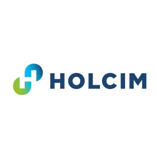 Holcim logo with a blue and green abstract symbol next to the company name in bold blue letters.