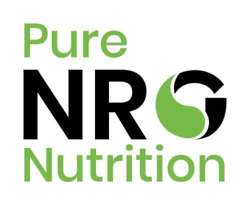 Logo for Pure NRC Nutrition with green and black text and a green leaf design integrated into the letter 'S'