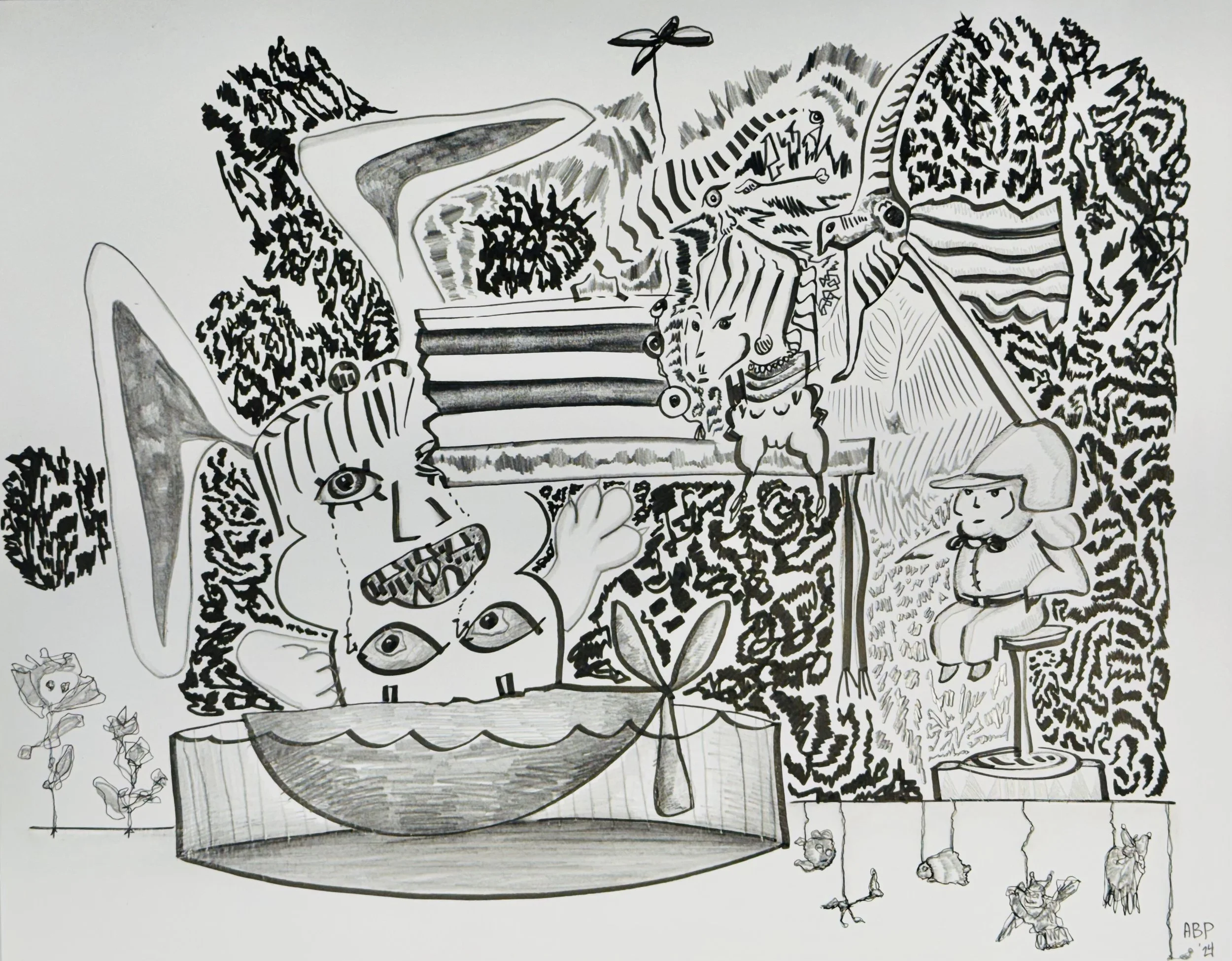 Turncoat, 2024
Graphite and ink on paper, 
11 x 14 inches