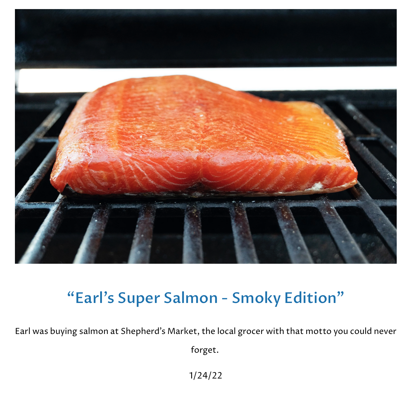 Smoked salmon on the grill is beautifully orange