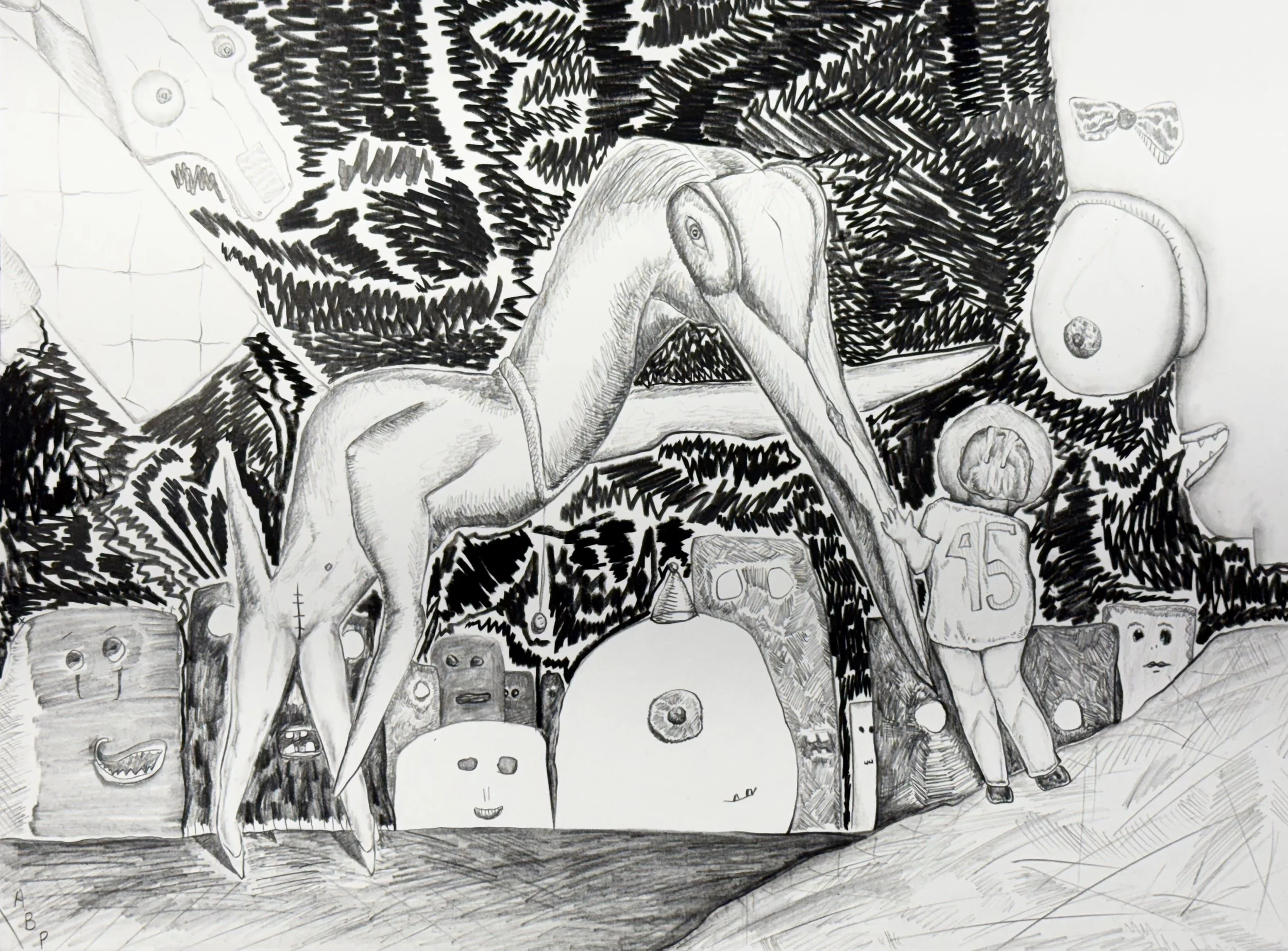 Honk the Horn, Pop Tart, 2024
Graphite and ink on paper, 
9 x 12 inches