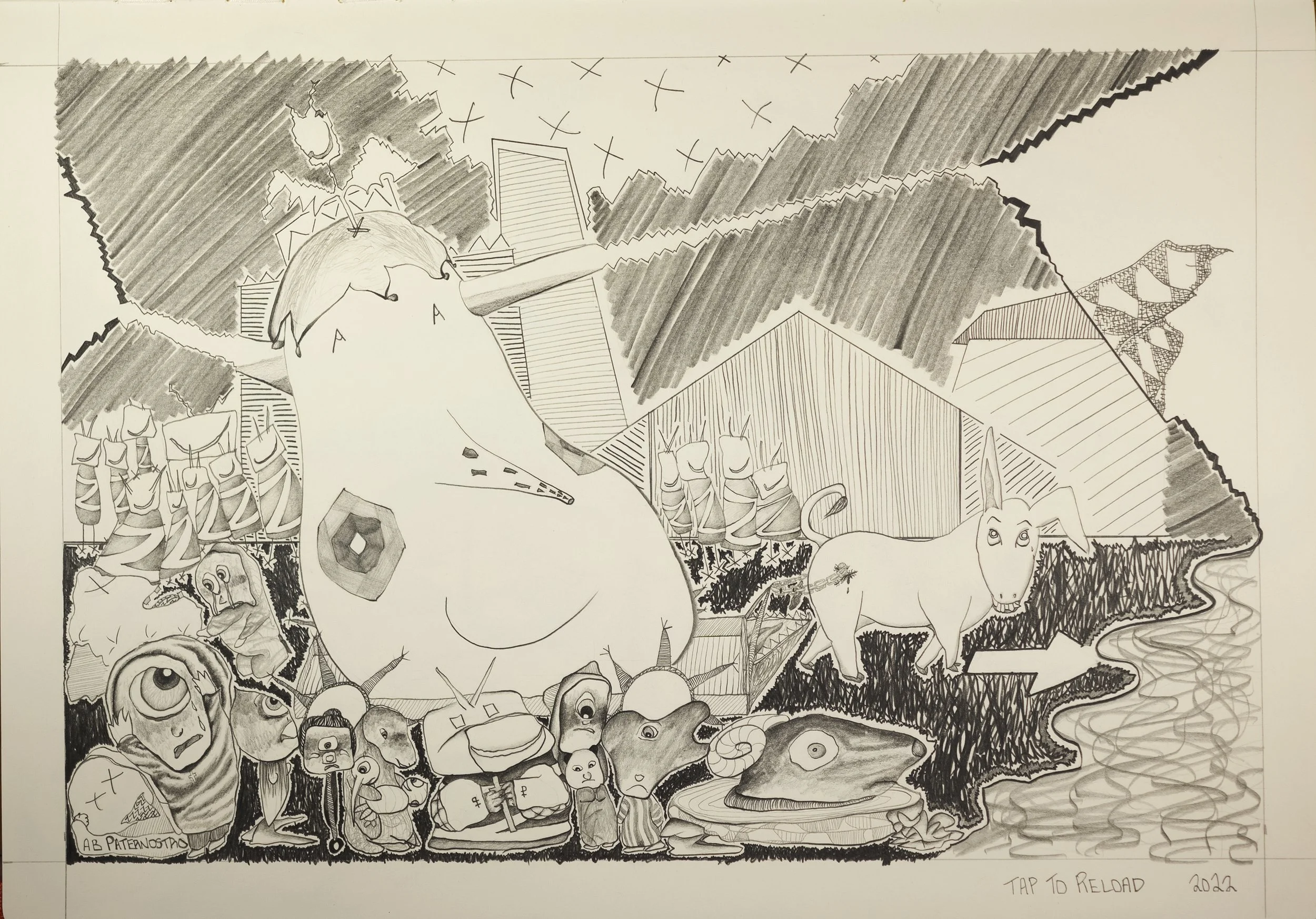 Tap to Reload, 2022
Graphite on paper, 
11.7 x 16.5 inches