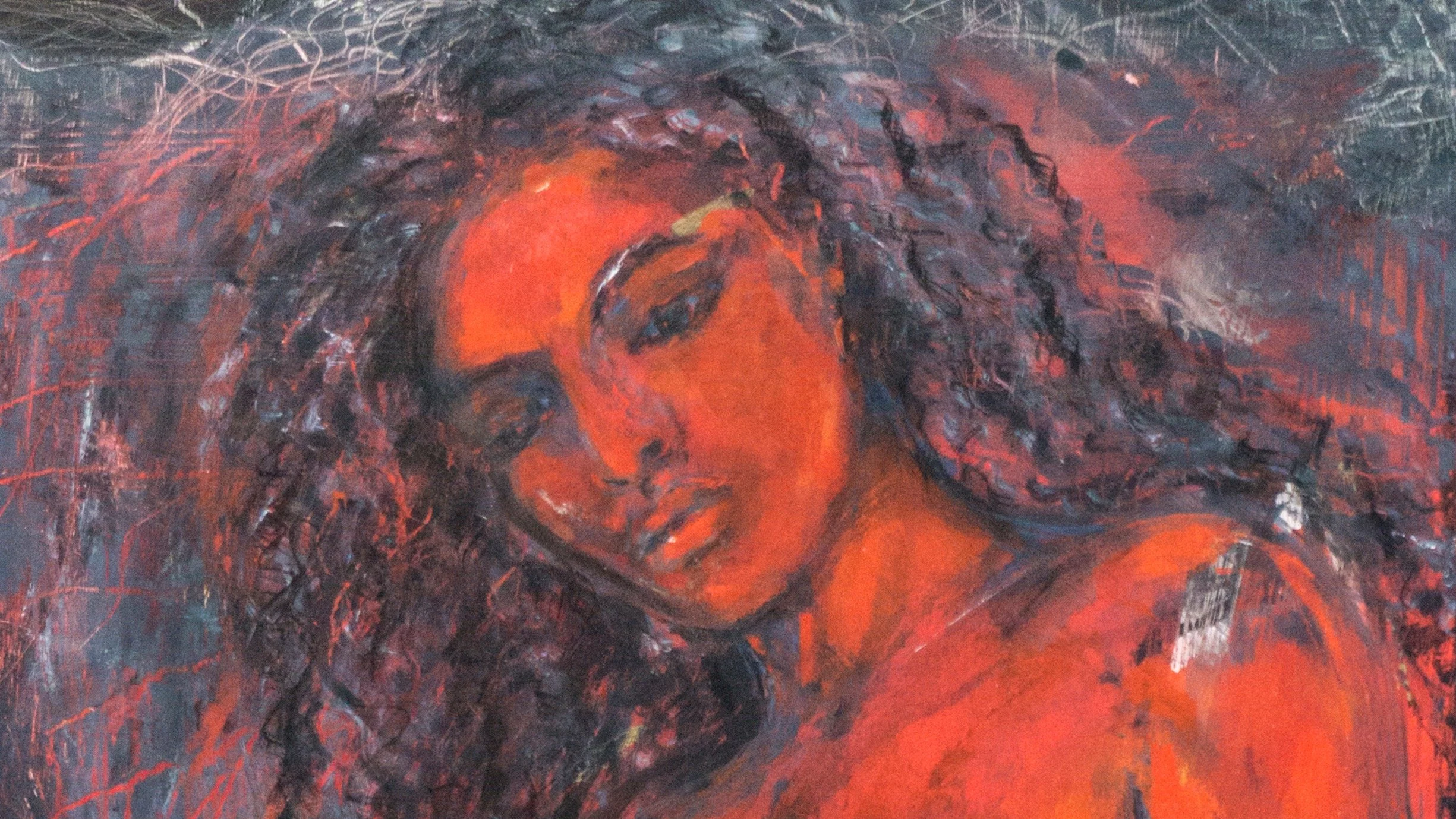 Pele. Oil and enamel on wood, 28x48" detail
Private Collection
