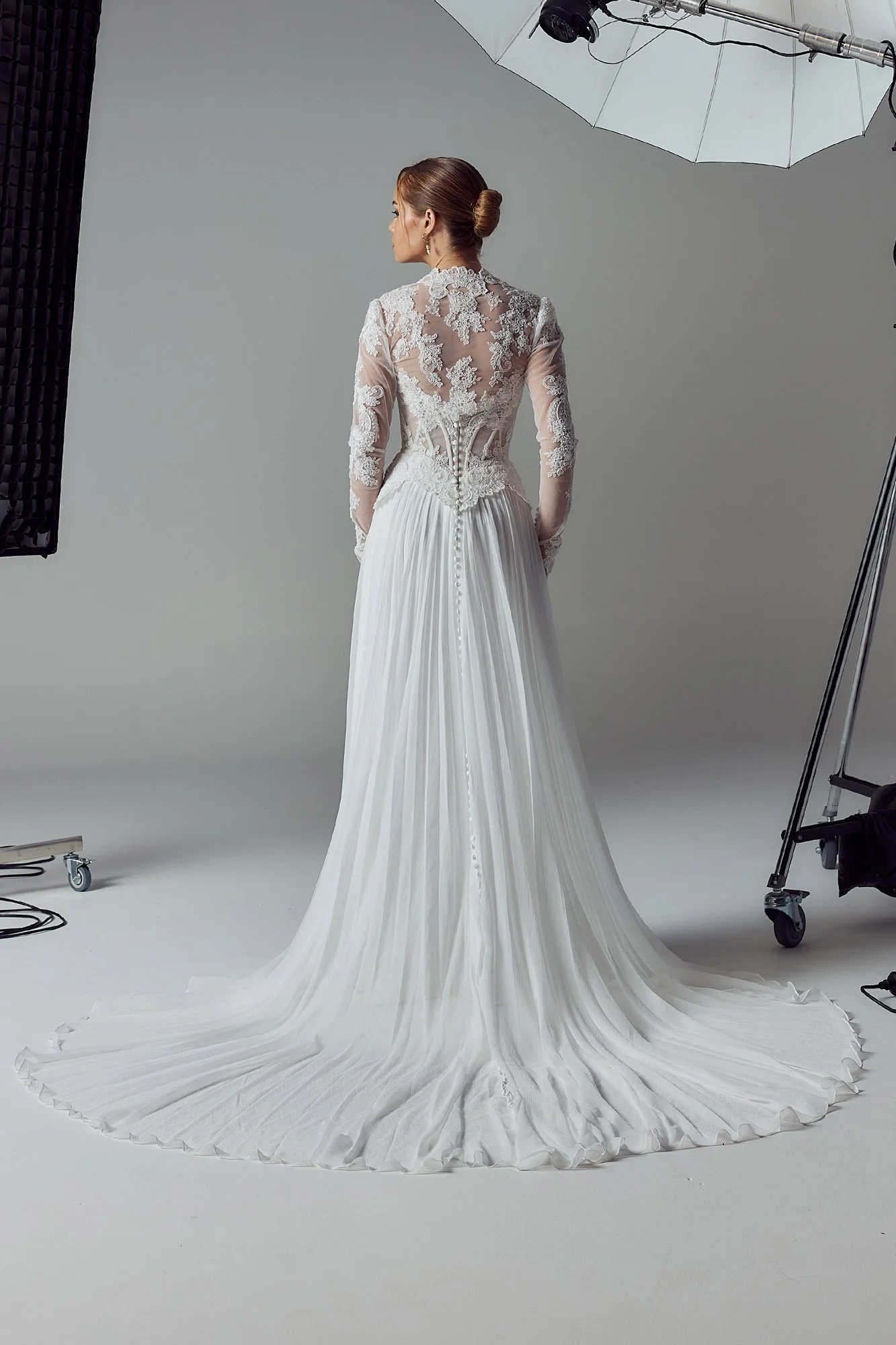 Evie Young Sally Lace Aline Wedding Dress with Long Sleeve Jacket