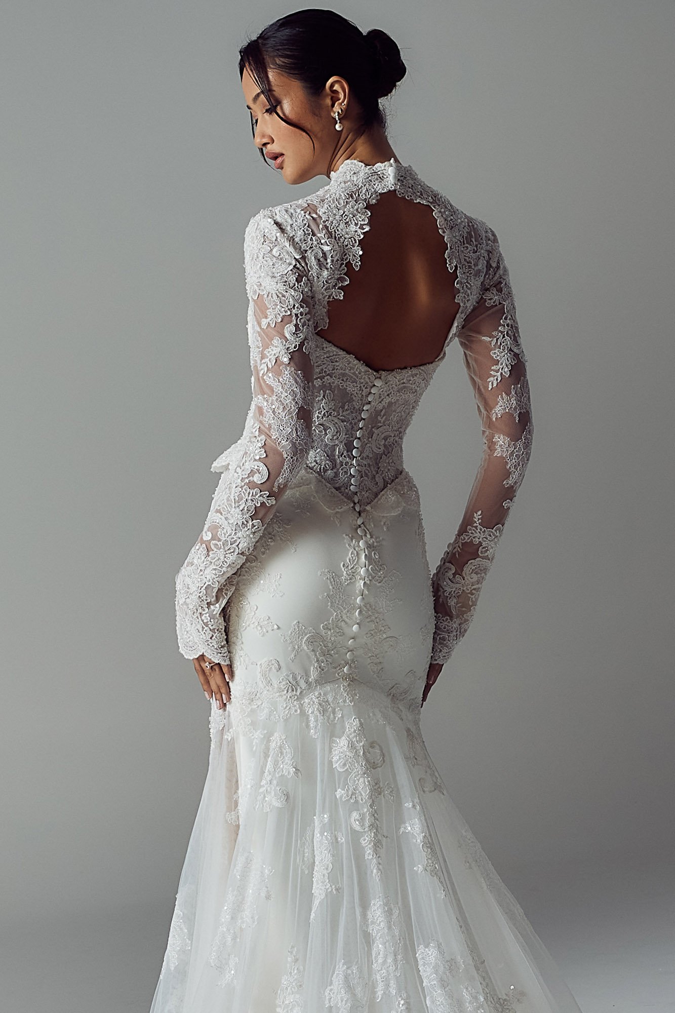 Evie Young Angela Lace Wedding Dress with Long Sleeve Jacket