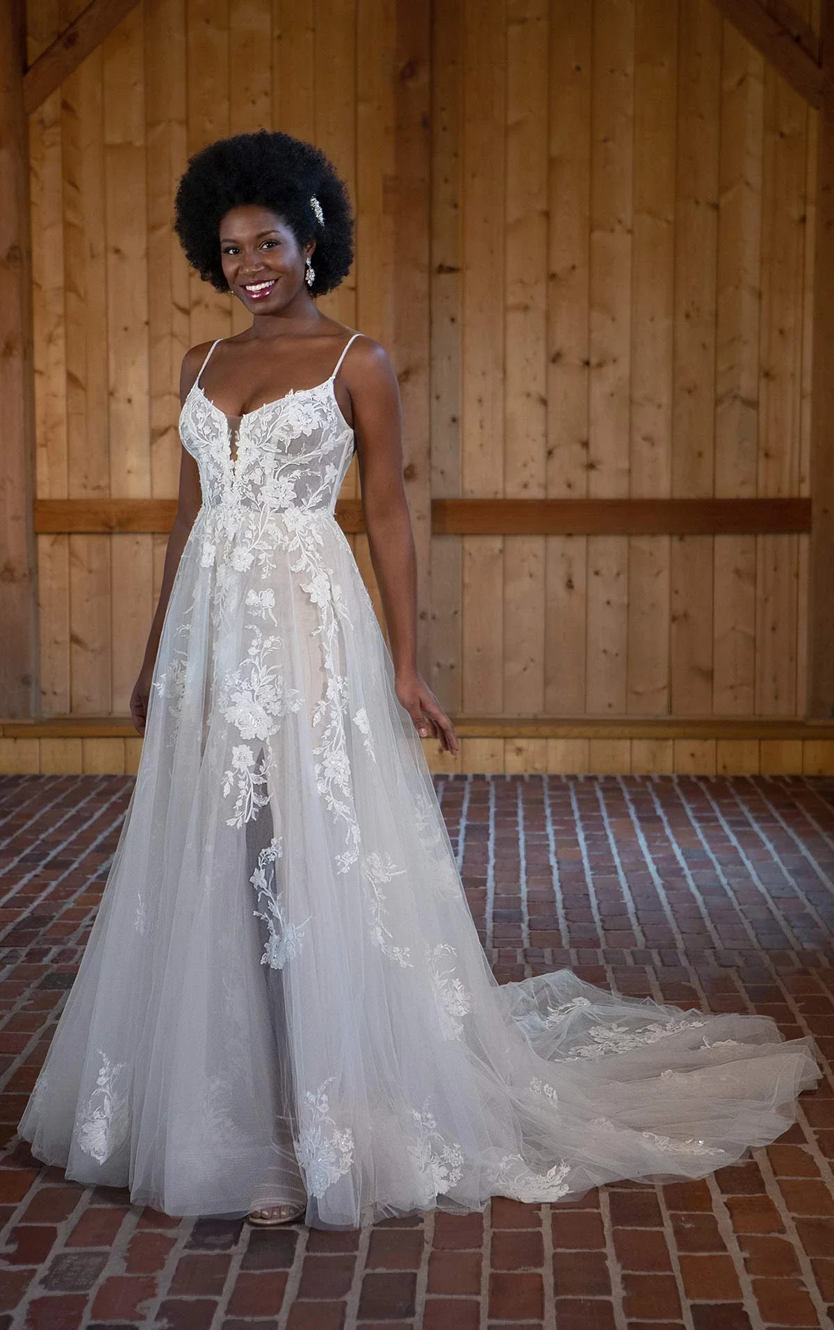 Dreamy Boho Aline Wedding Dress with Spaghetti Straps