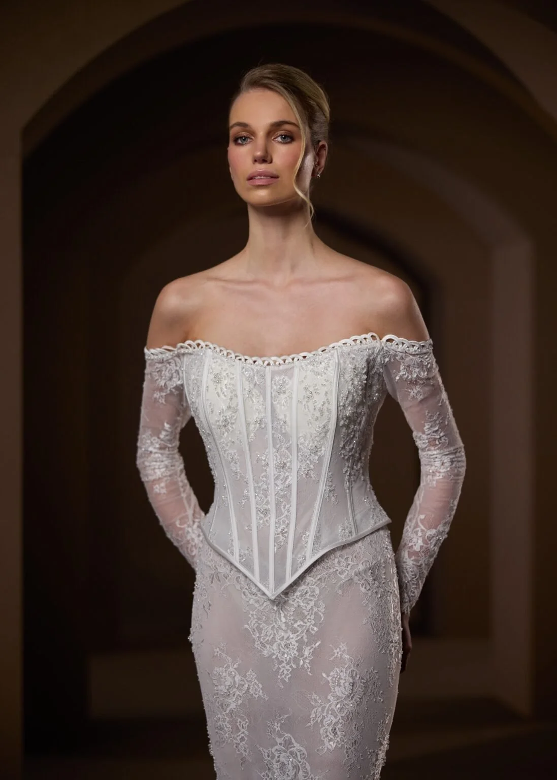 Madam Burcu 5504 Off The Shoulder Lace Mermaid Wedding Dress