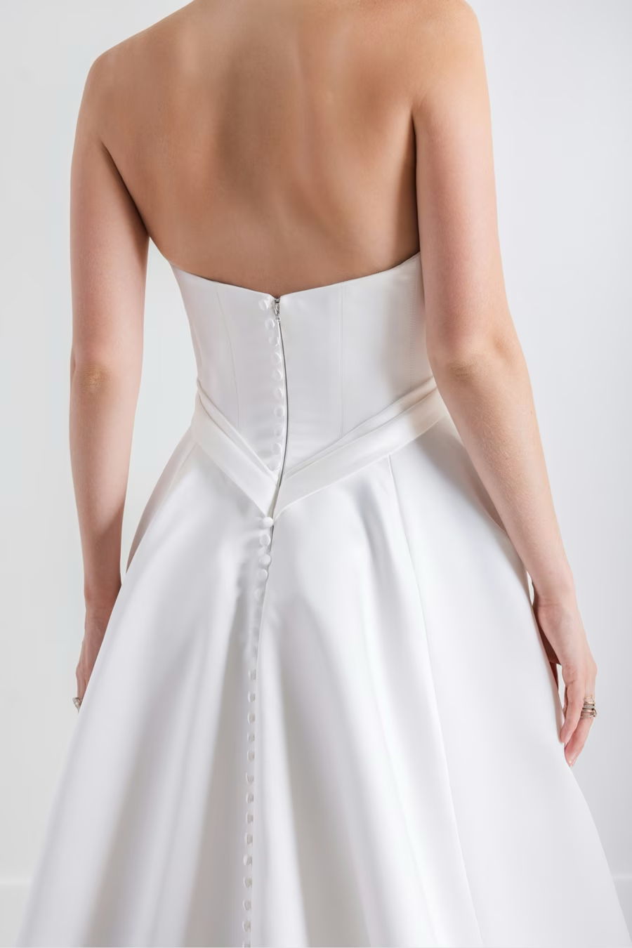 Classic Satin Mock Two Piece Ballgown with Structured Draped Bodice