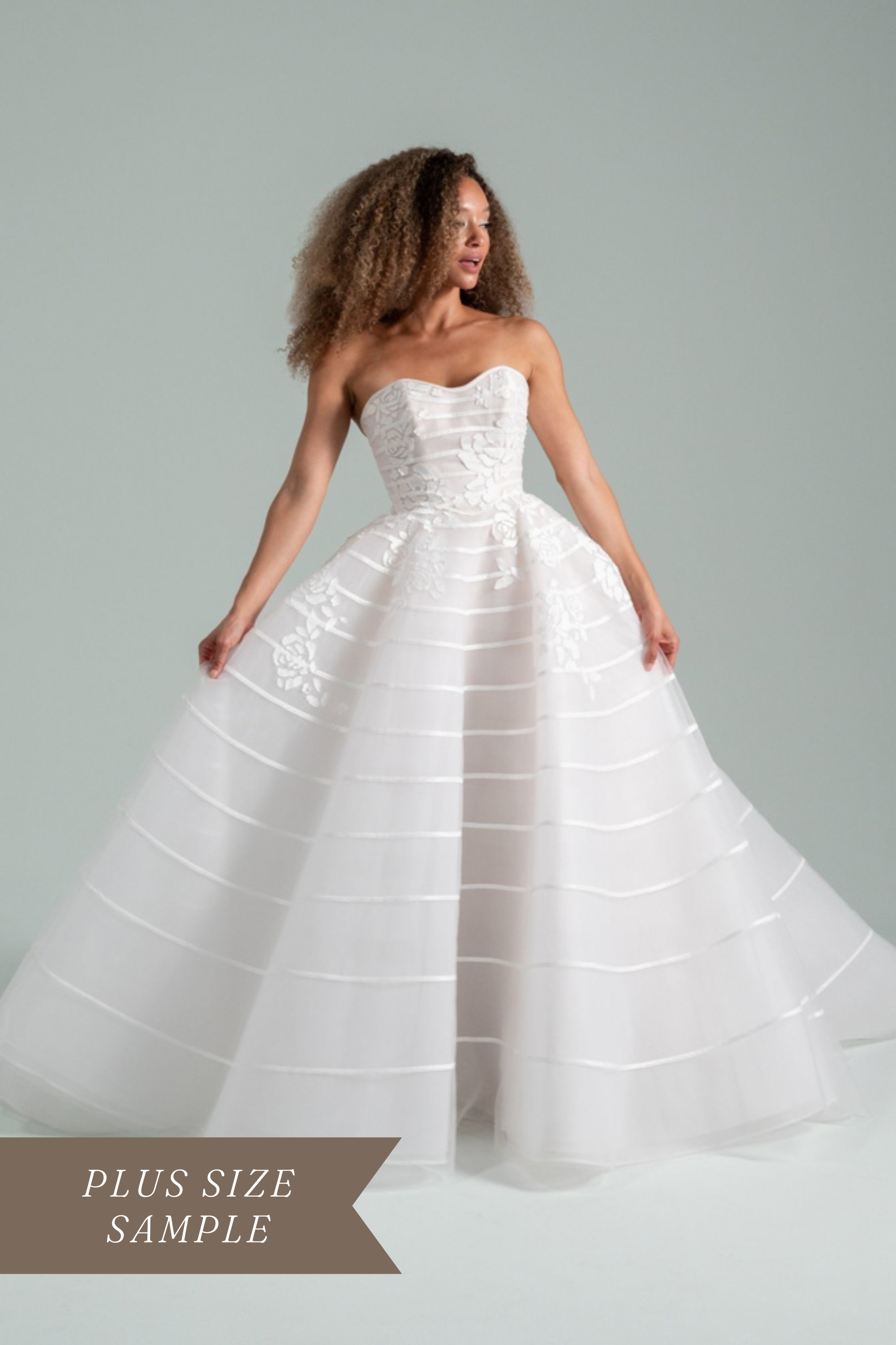 Hayley Paige As You Wish Linear Ivory Tulle Ballgown Wedding Dress with Oversized Floral Appliques