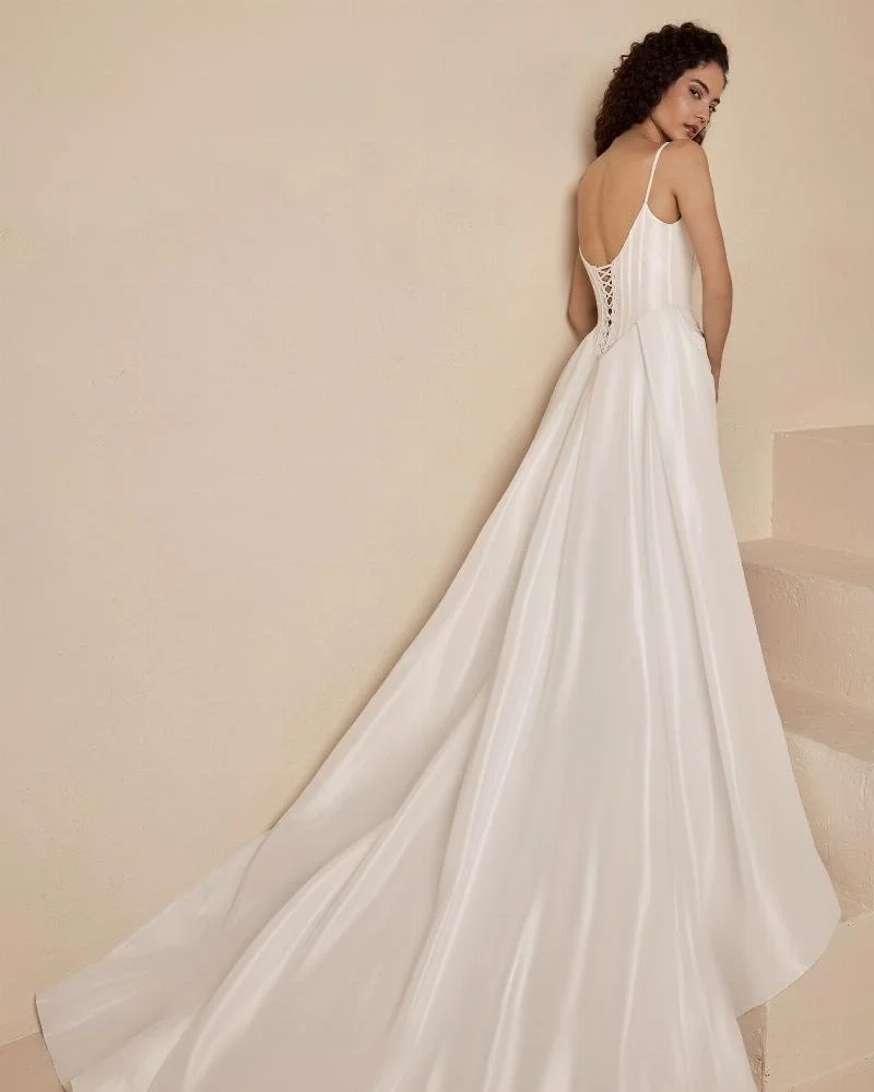 Simple Square Neck Wedding Dress with a Corset and Aline Silhouette