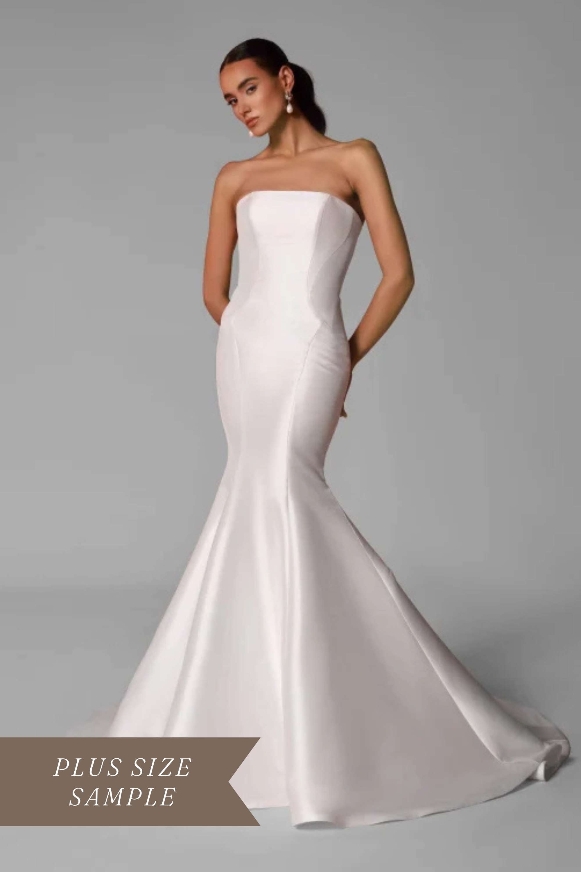 Strapless Satin Mermaid Plus Size Fit & Flare Sleek Minimalistic Look