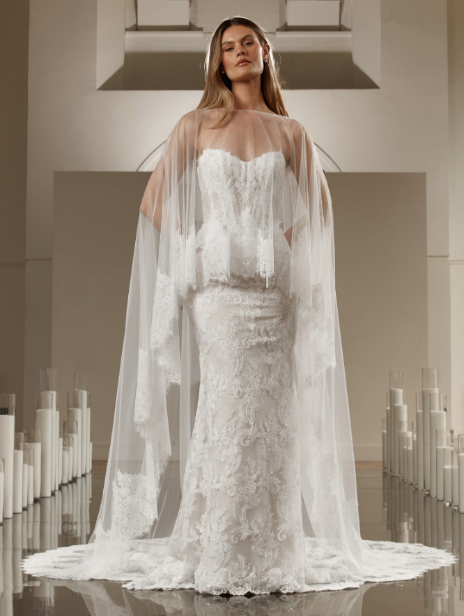 Evie Young Janet Fit & Flare Lace Wedding Dress With Cape