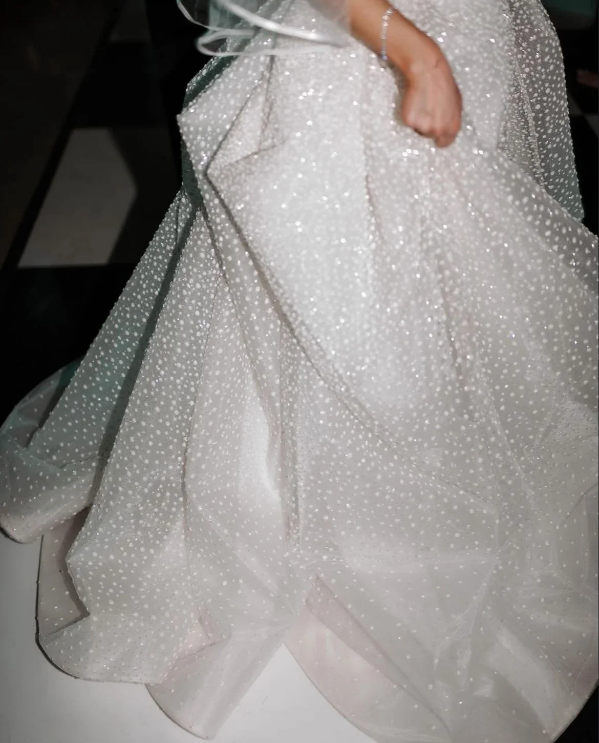 Elizabeth Lee Haven 3D puffy lace wedding dress with sparkling details and modern cutout bodice.