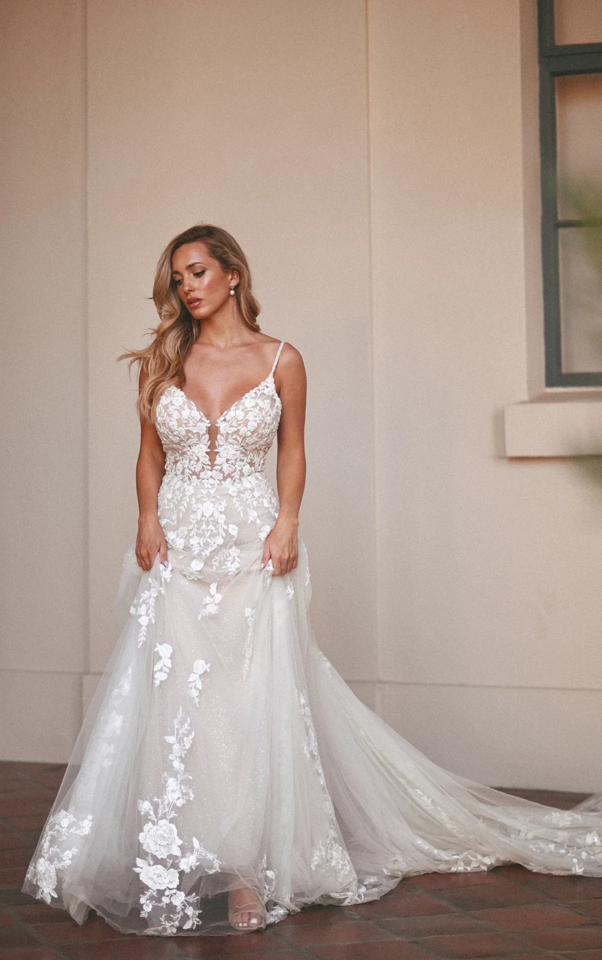 Gorgeous Wedding Dress with Beaded Details and Floral Lace