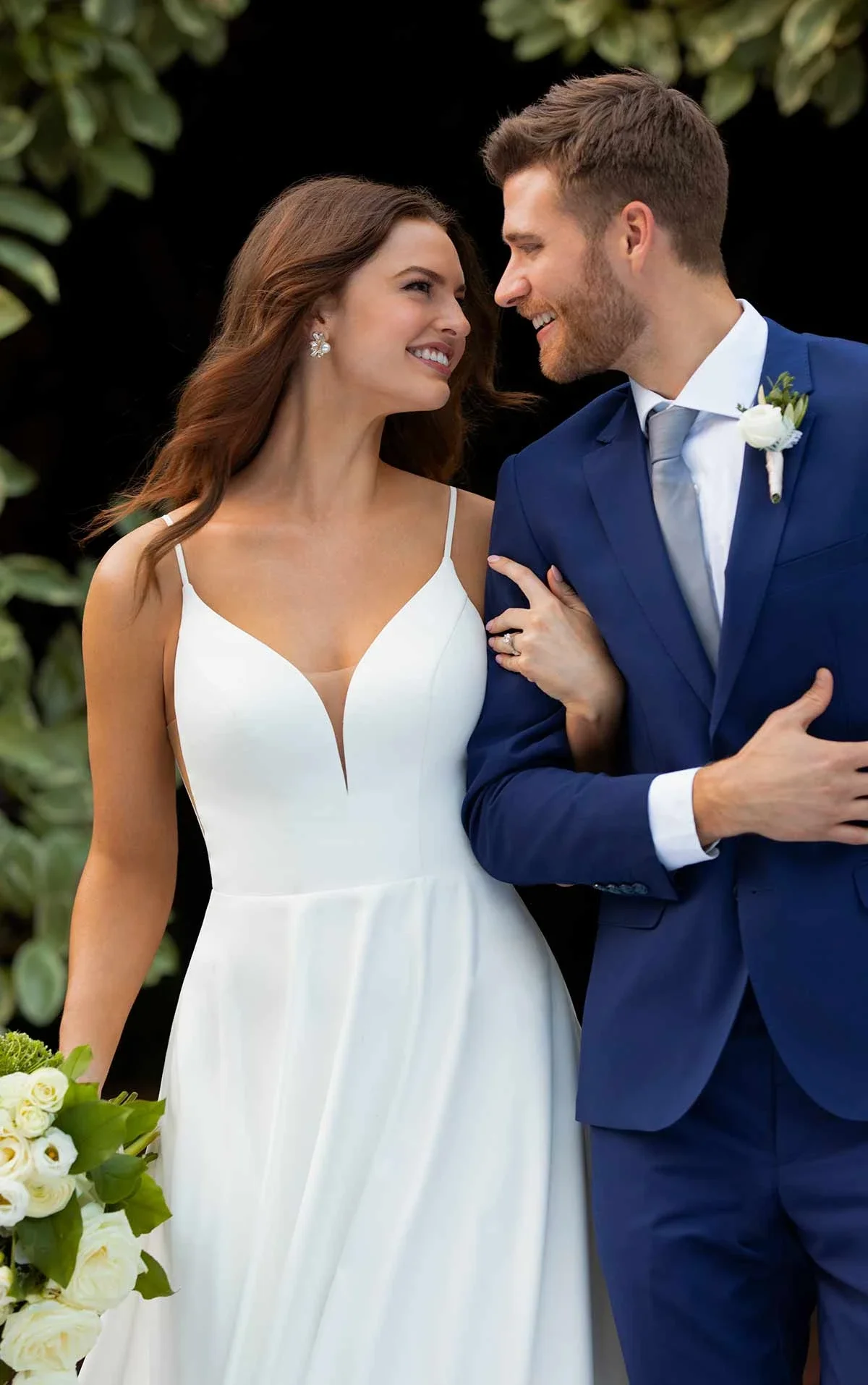 Clean Dove Satin Ballgown with Sheer Back