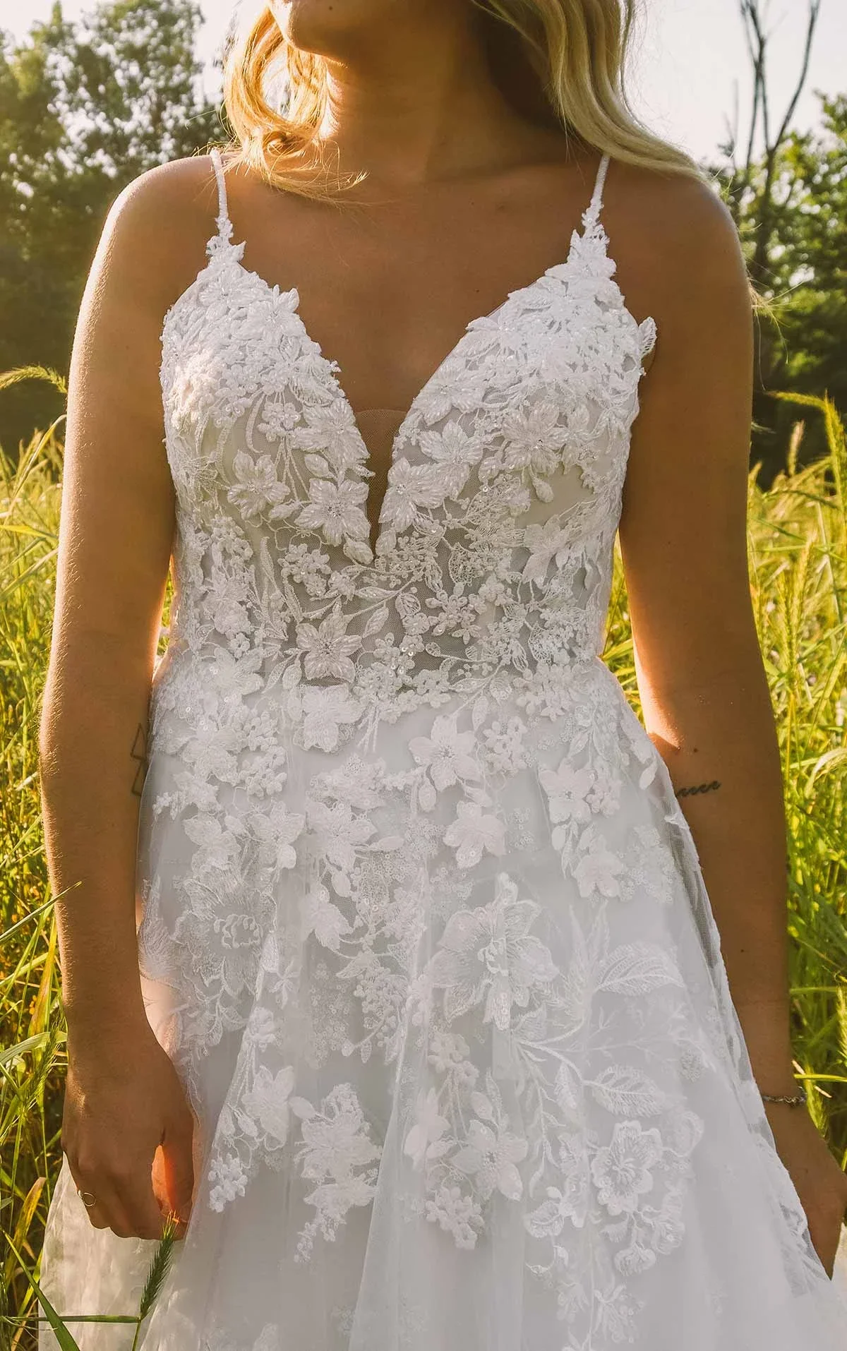 Classic Aline Wedding Dress with Sparkling Lace
